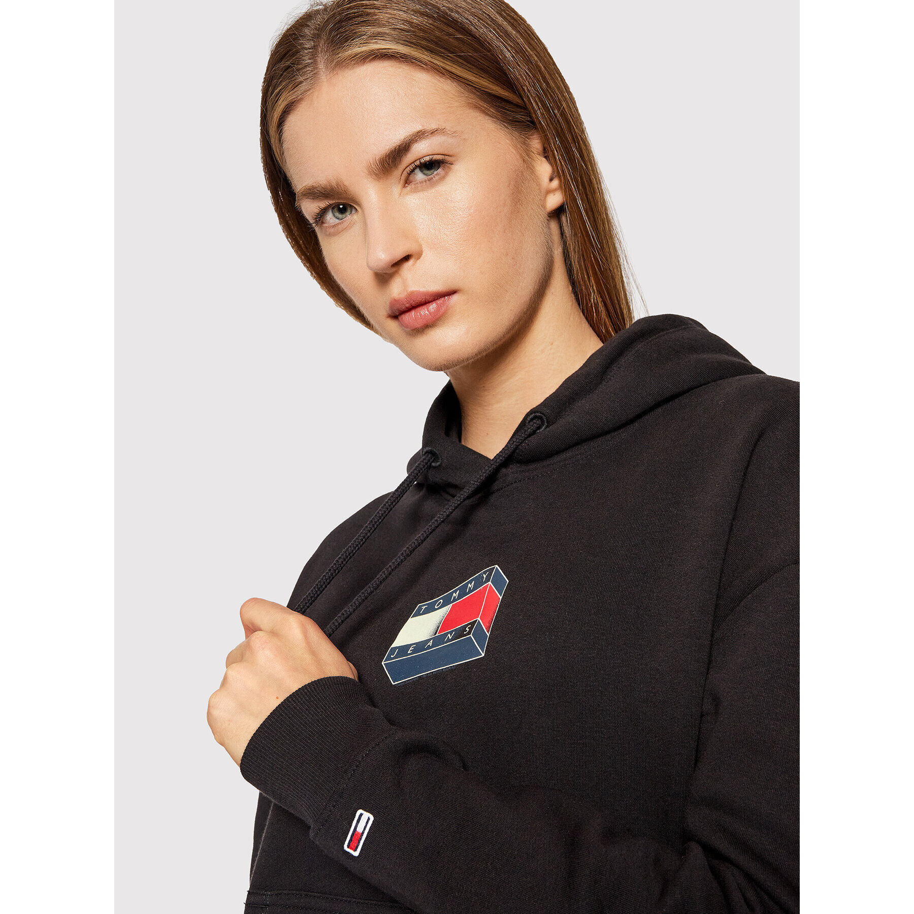 Tommy Jeans Суитшърт Tjw Bxy Glow In The Dark Flag DW0DW11301 Черен Regular Fit - Pepit.bg