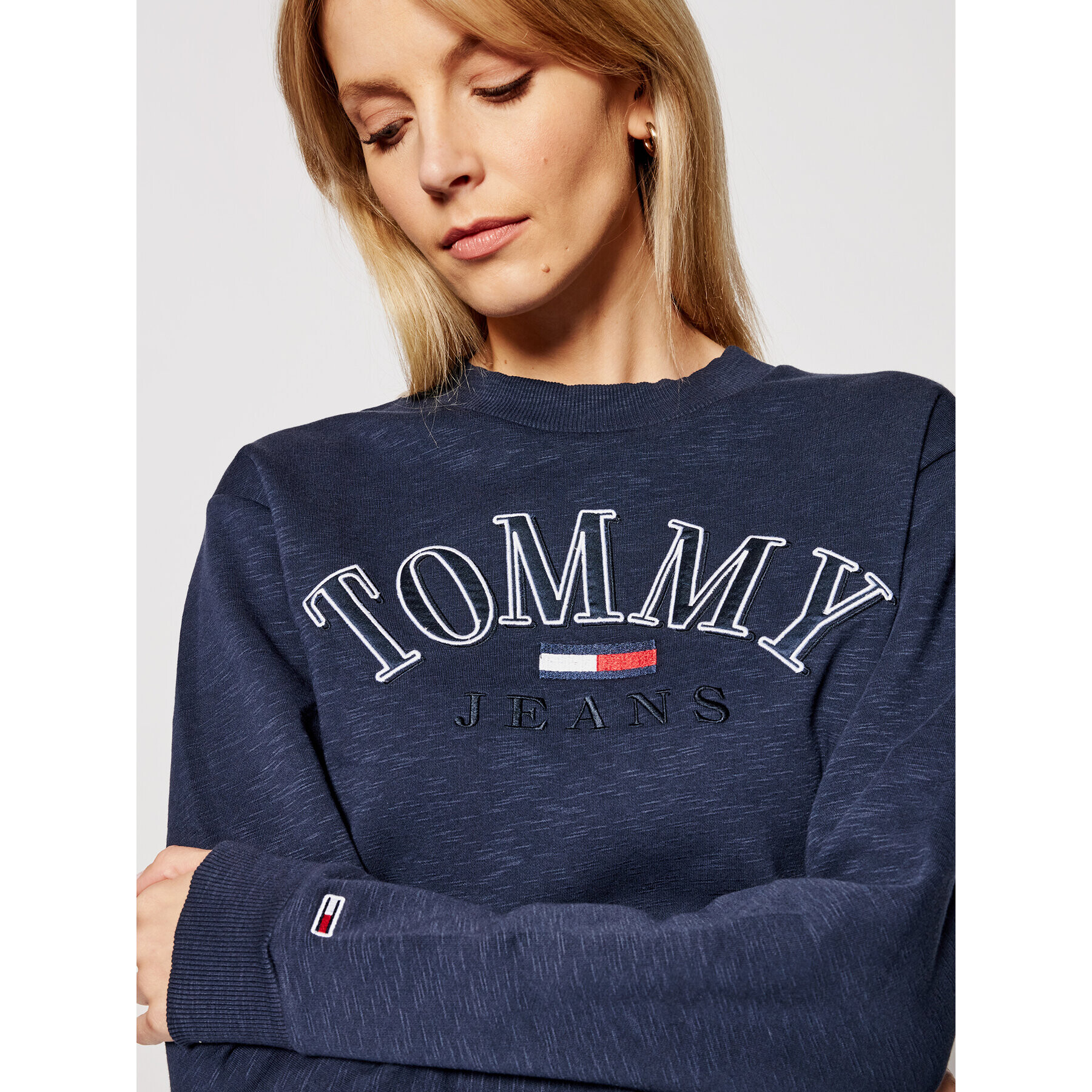 Tommy Jeans Суитшърт Tjw Crop College Logo DW0DW09792 Тъмносин Regular Fit - Pepit.bg