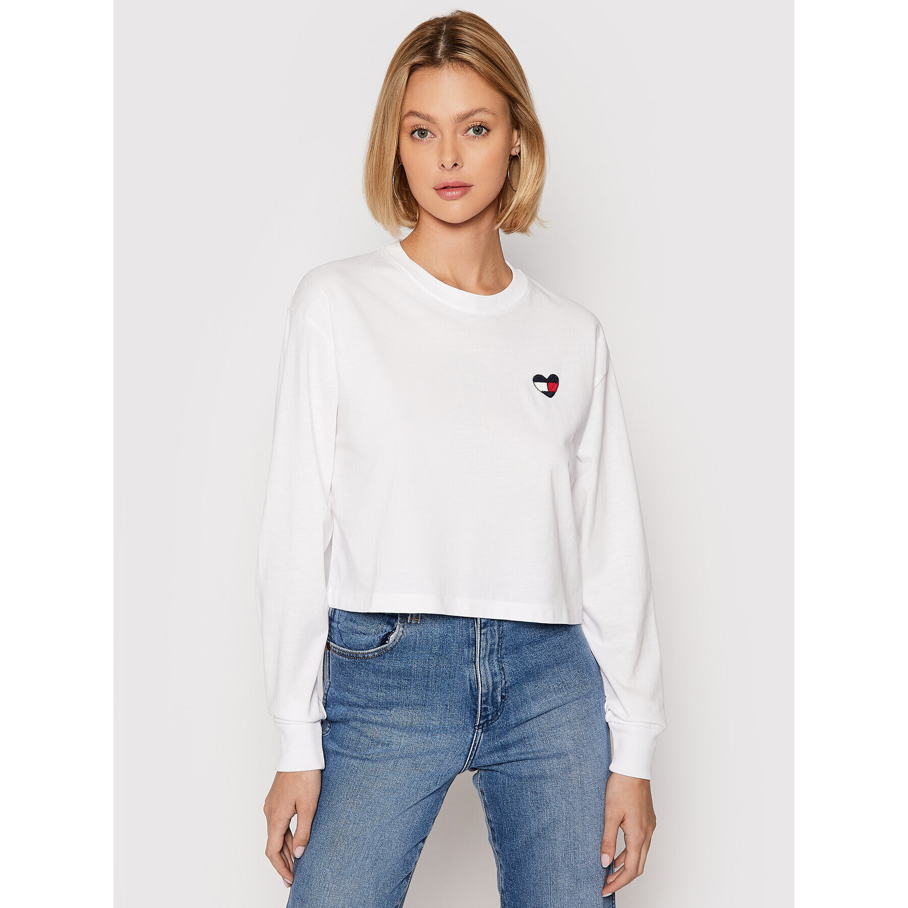 Tommy Jeans Суитшърт Tjw Homespun Heart DW0DW10358 Бял Boxy Fit - Pepit.bg