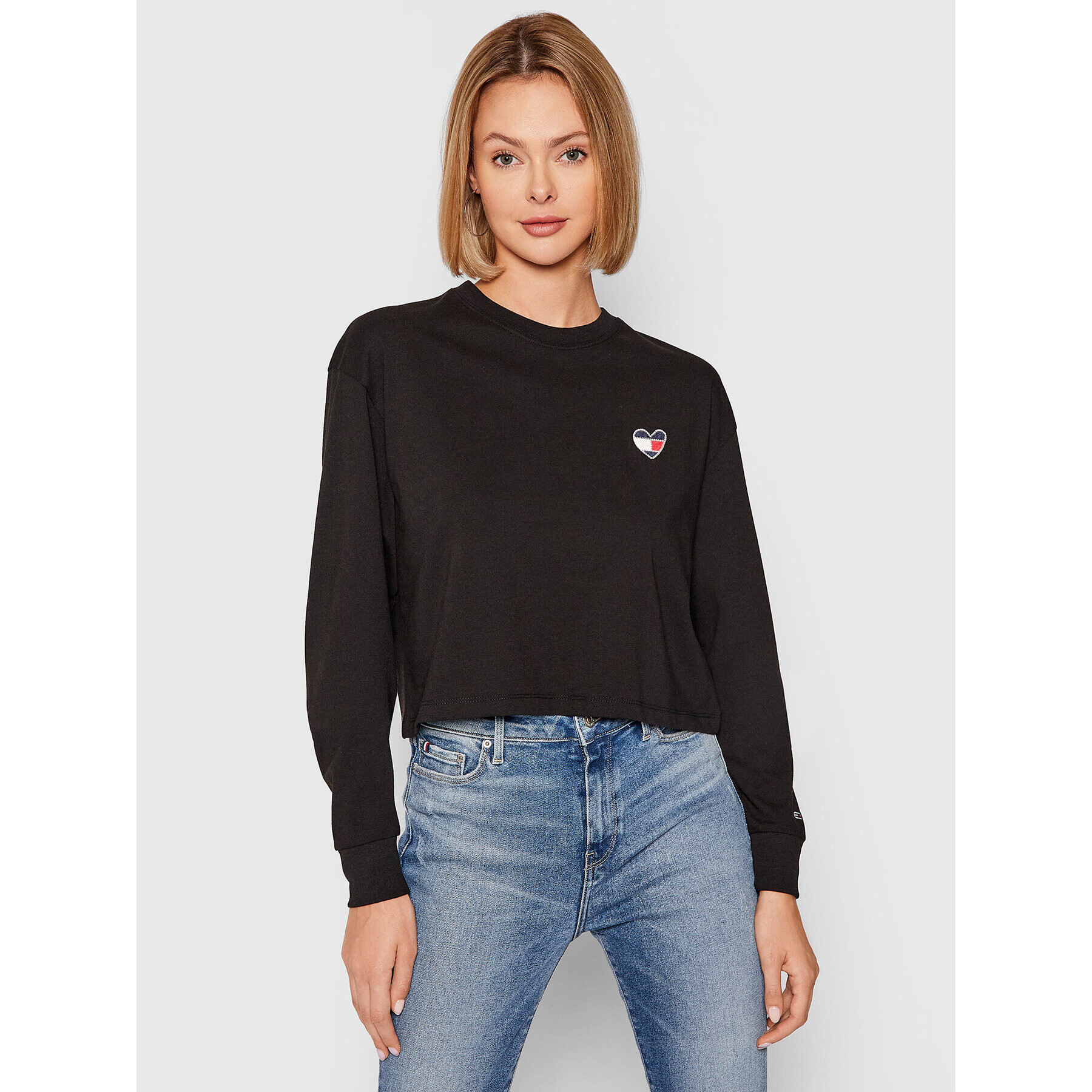 Tommy Jeans Суитшърт Tjw Homespun Heart DW0DW10358 Черен Boxy Fit - Pepit.bg