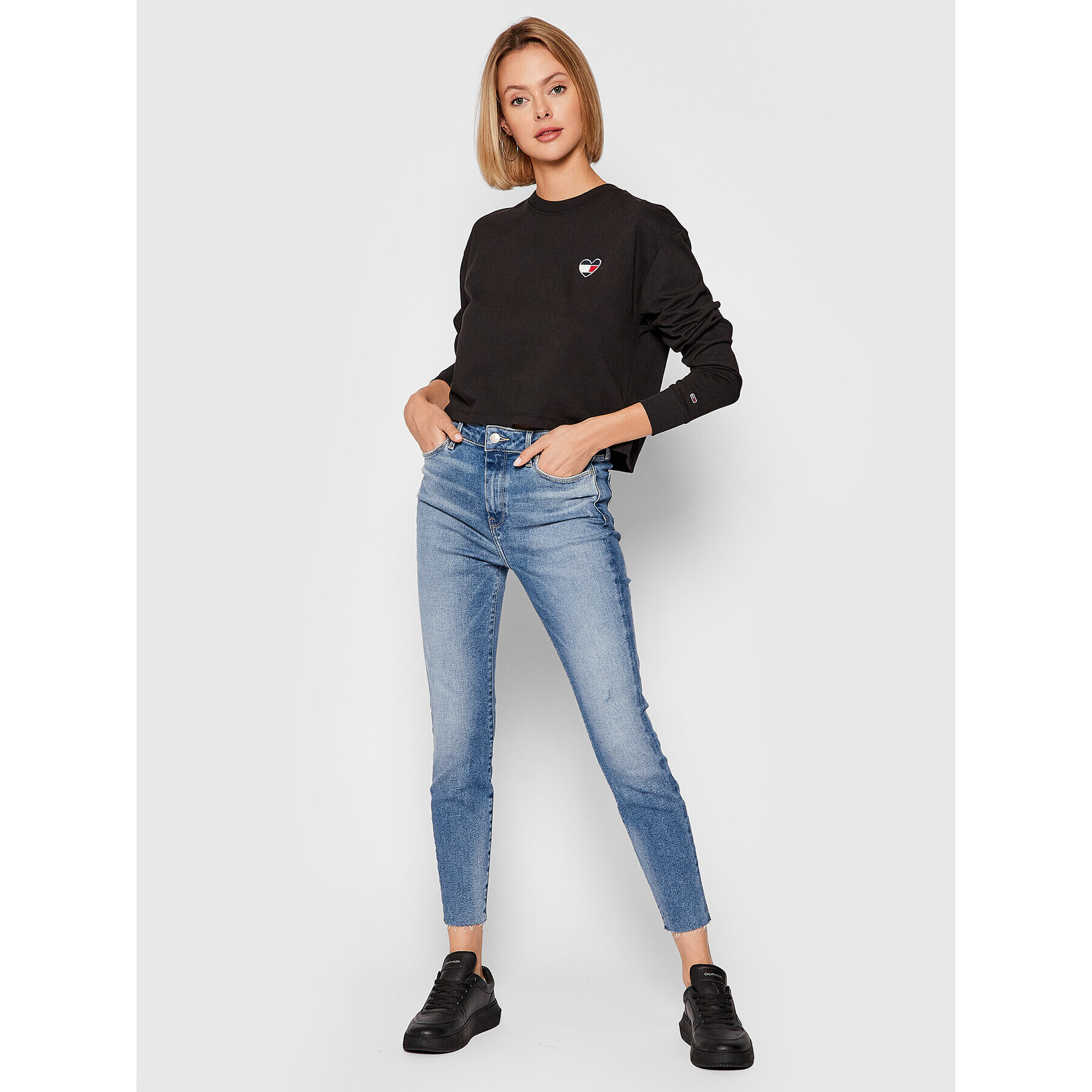 Tommy Jeans Суитшърт Tjw Homespun Heart DW0DW10358 Черен Boxy Fit - Pepit.bg