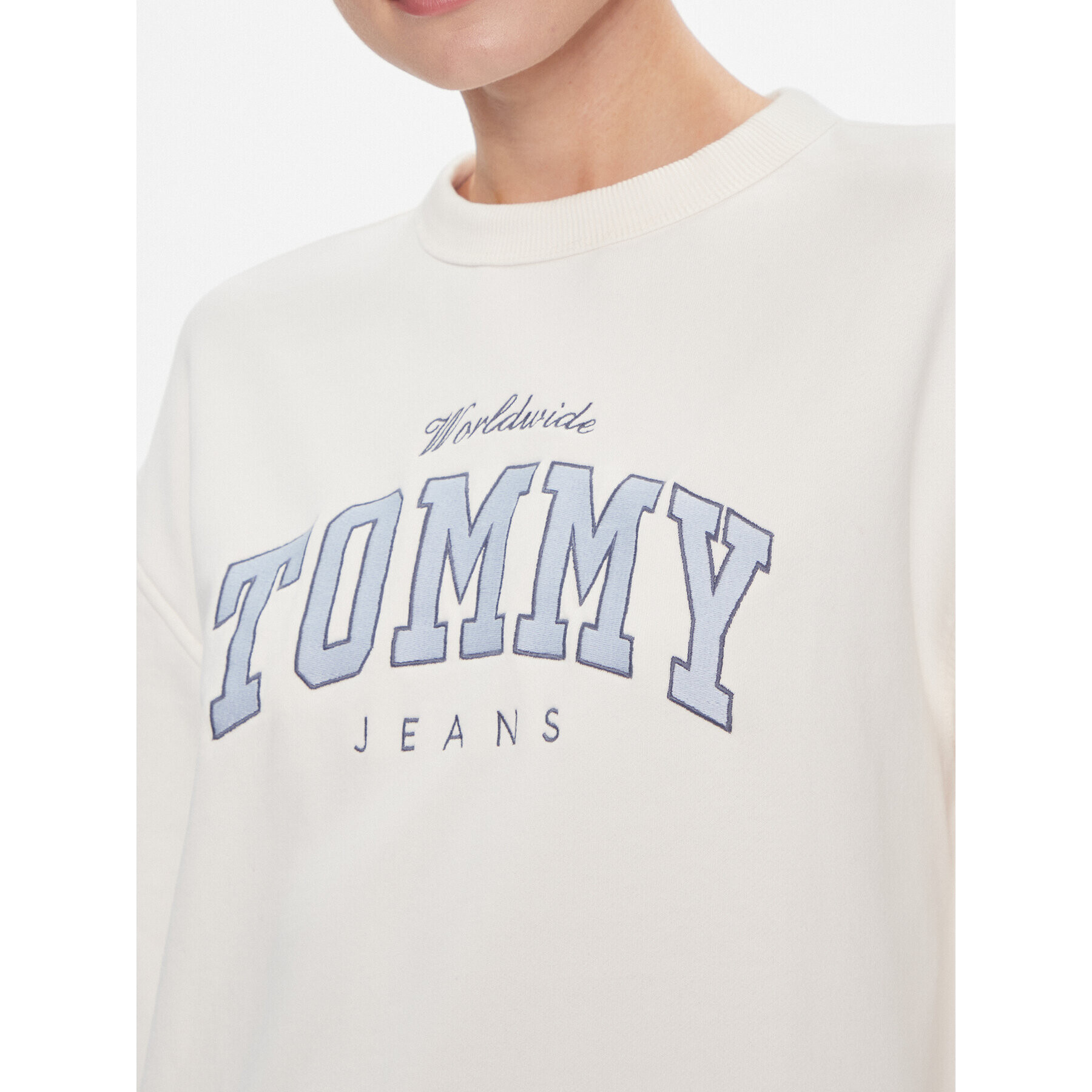 Tommy Jeans Суитшърт Tjw Rlx Varsity Luxe Crew DW0DW17339 Бял Regular Fit - Pepit.bg