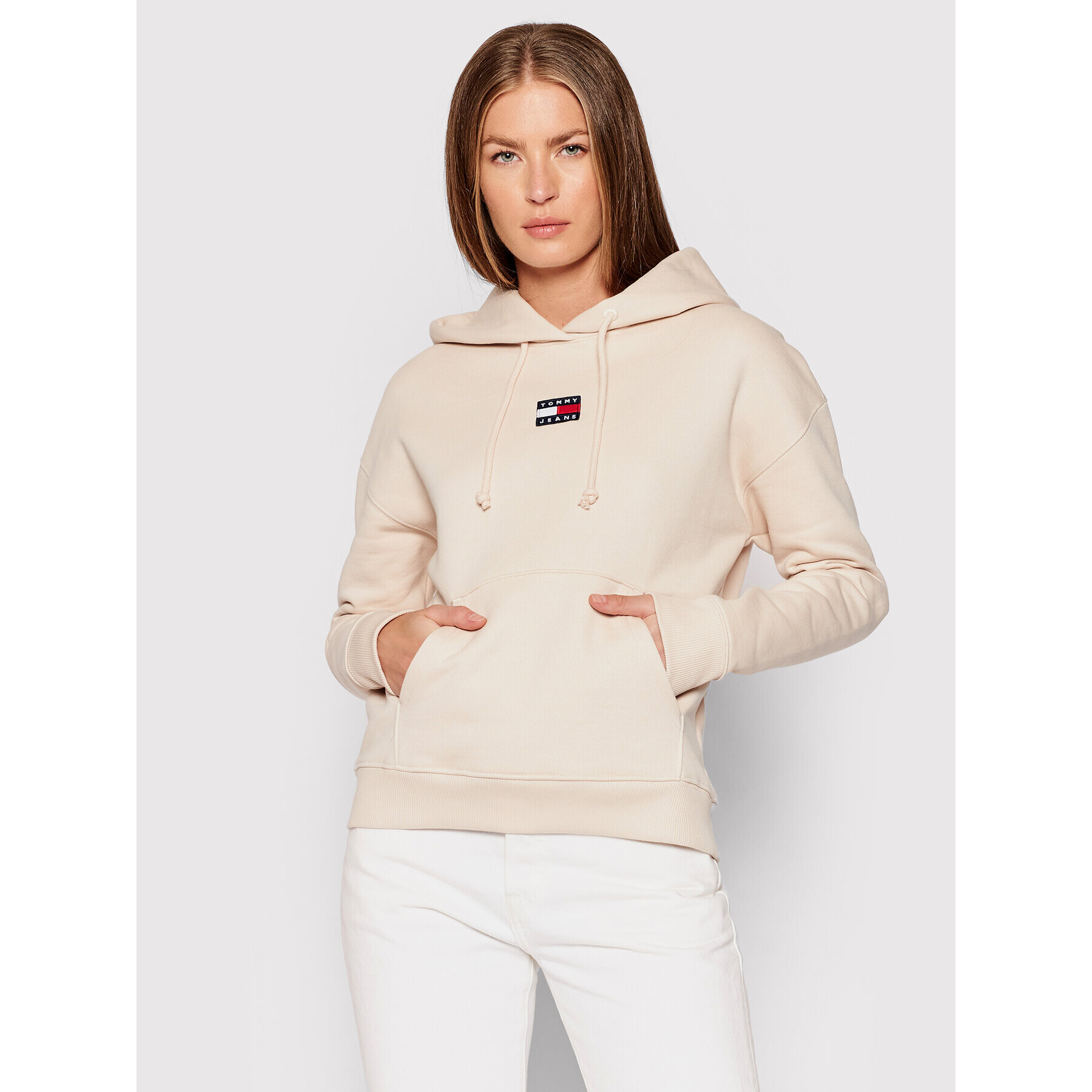 Tommy Jeans Суитшърт Tommy Center Badge DW0DW10403 Бежов Regular Fit - Pepit.bg