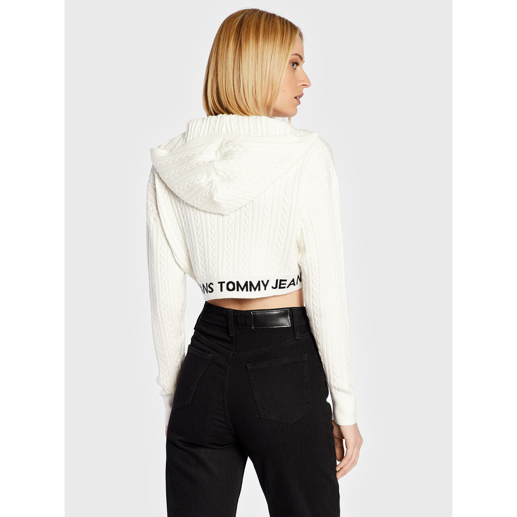 Tommy Jeans Суитшърт Waistband DW0DW14266 Бял Cropped Fit - Pepit.bg