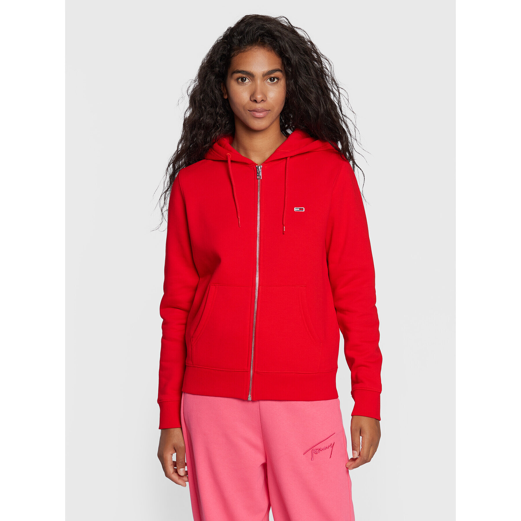 Tommy Jeans Суитшърт Zip Through DW0DW10135 Червен Regular Fit - Pepit.bg