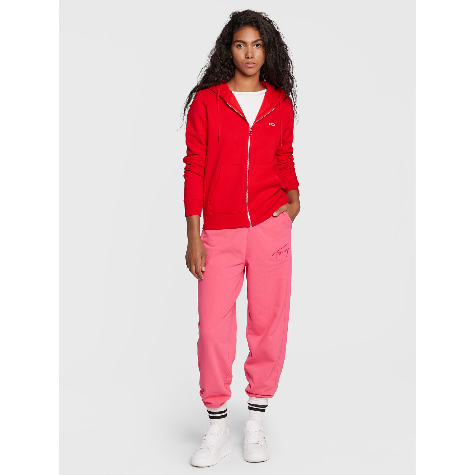 Tommy Jeans Суитшърт Zip Through DW0DW10135 Червен Regular Fit - Pepit.bg