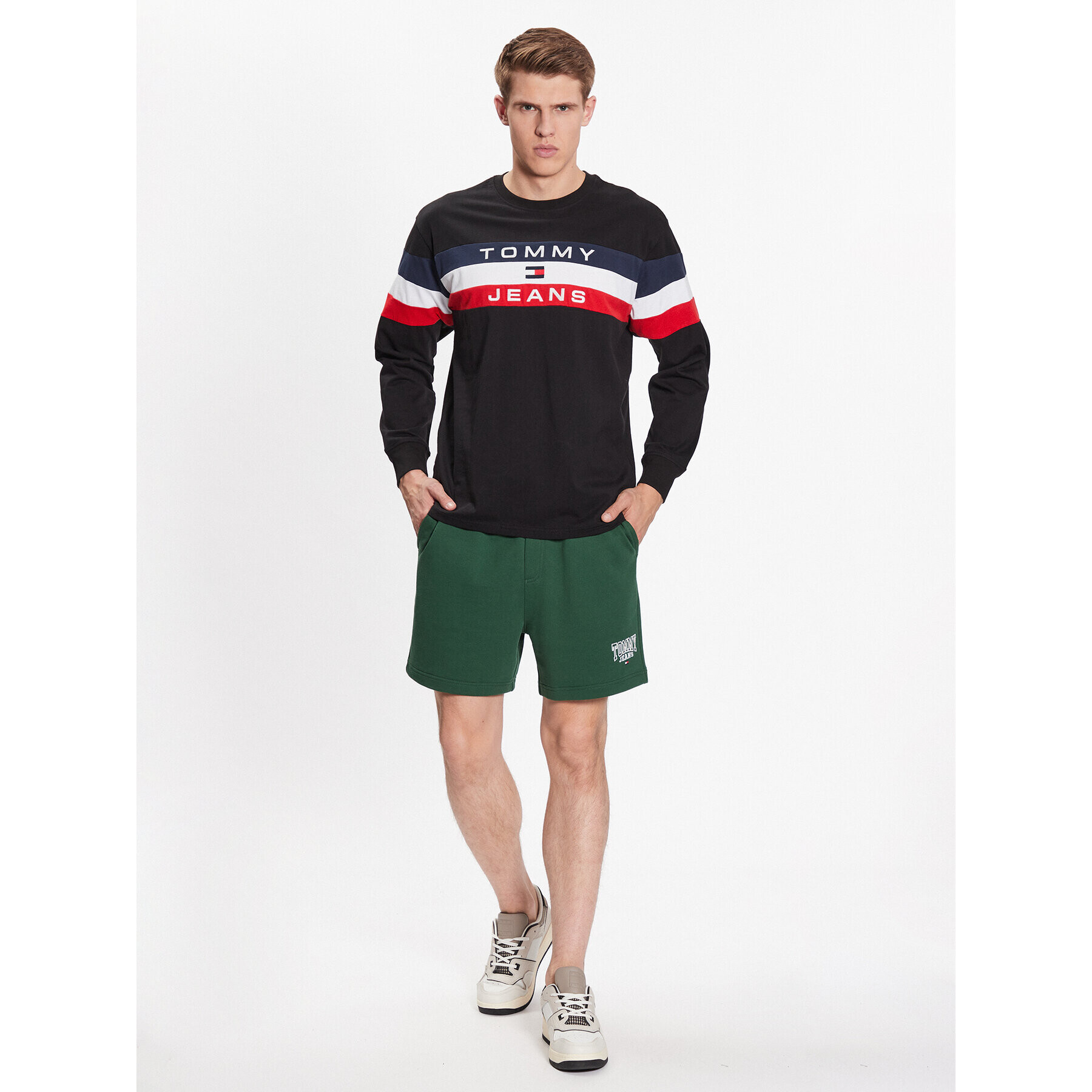 Tommy Jeans Тениска с дълъг ръкав Colorblock DM0DM16834 Черен Relaxed Fit - Pepit.bg