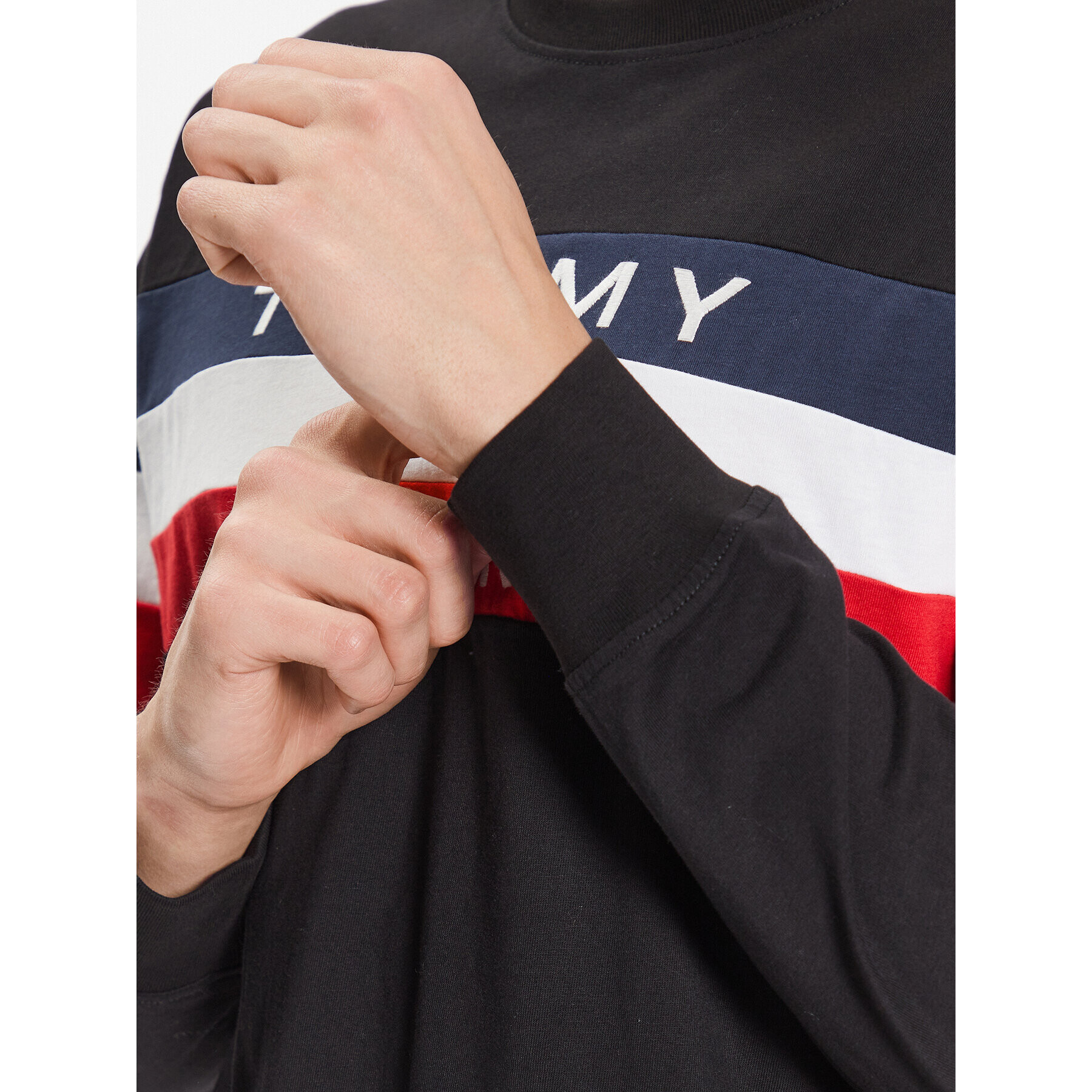 Tommy Jeans Тениска с дълъг ръкав Colorblock DM0DM16834 Черен Relaxed Fit - Pepit.bg