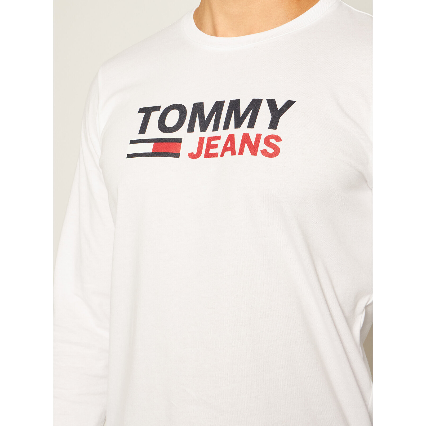 Tommy Jeans Тениска с дълъг ръкав Corp Logo Tee DM0DM09487 Бял Regular Fit - Pepit.bg