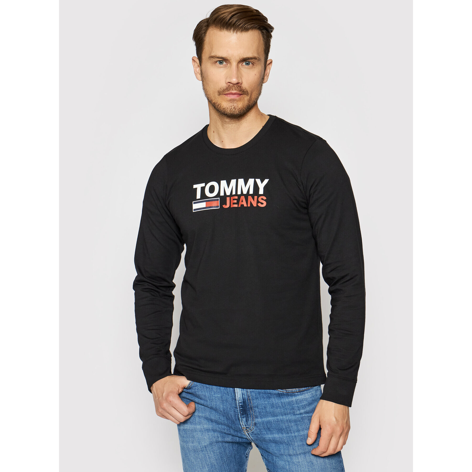 Tommy Jeans Тениска с дълъг ръкав Corp Logo Tee DM0DM09487 Черен Regular Fit - Pepit.bg