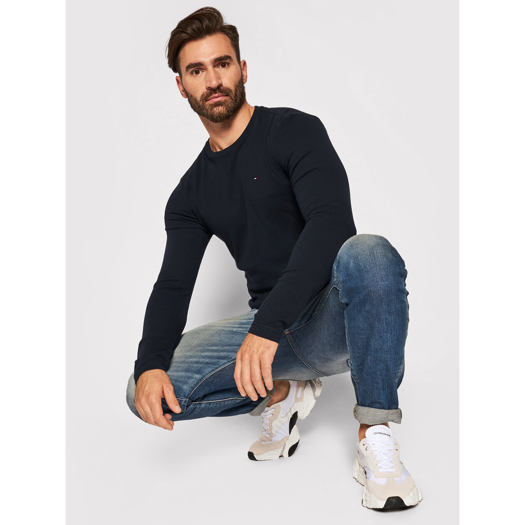 Tommy Jeans Тениска с дълъг ръкав DM0DM04409 Черен Slim Fit - Pepit.bg