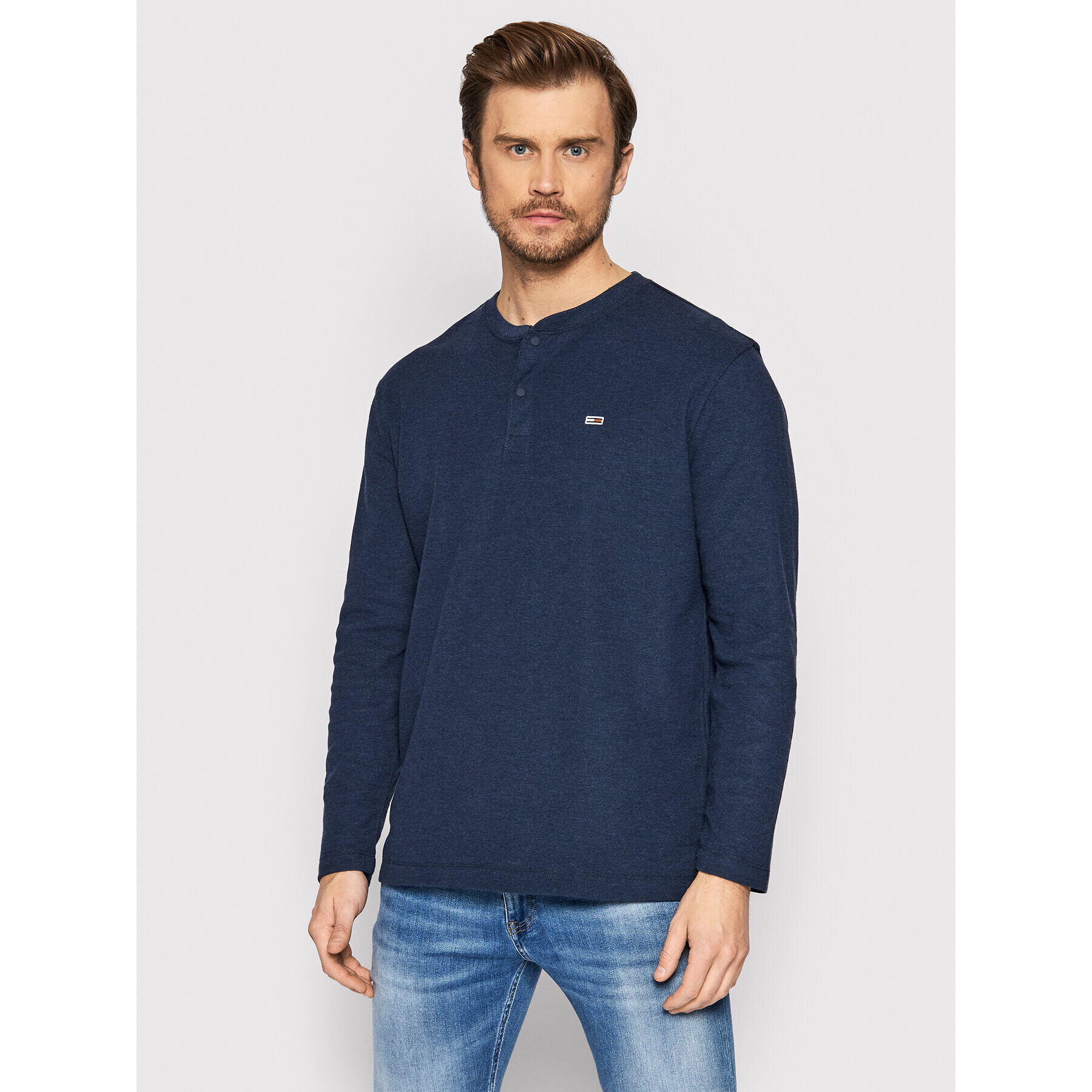 Tommy Jeans Тениска с дълъг ръкав Henley DM0DM13072 Тъмносин Regular Fit - Pepit.bg