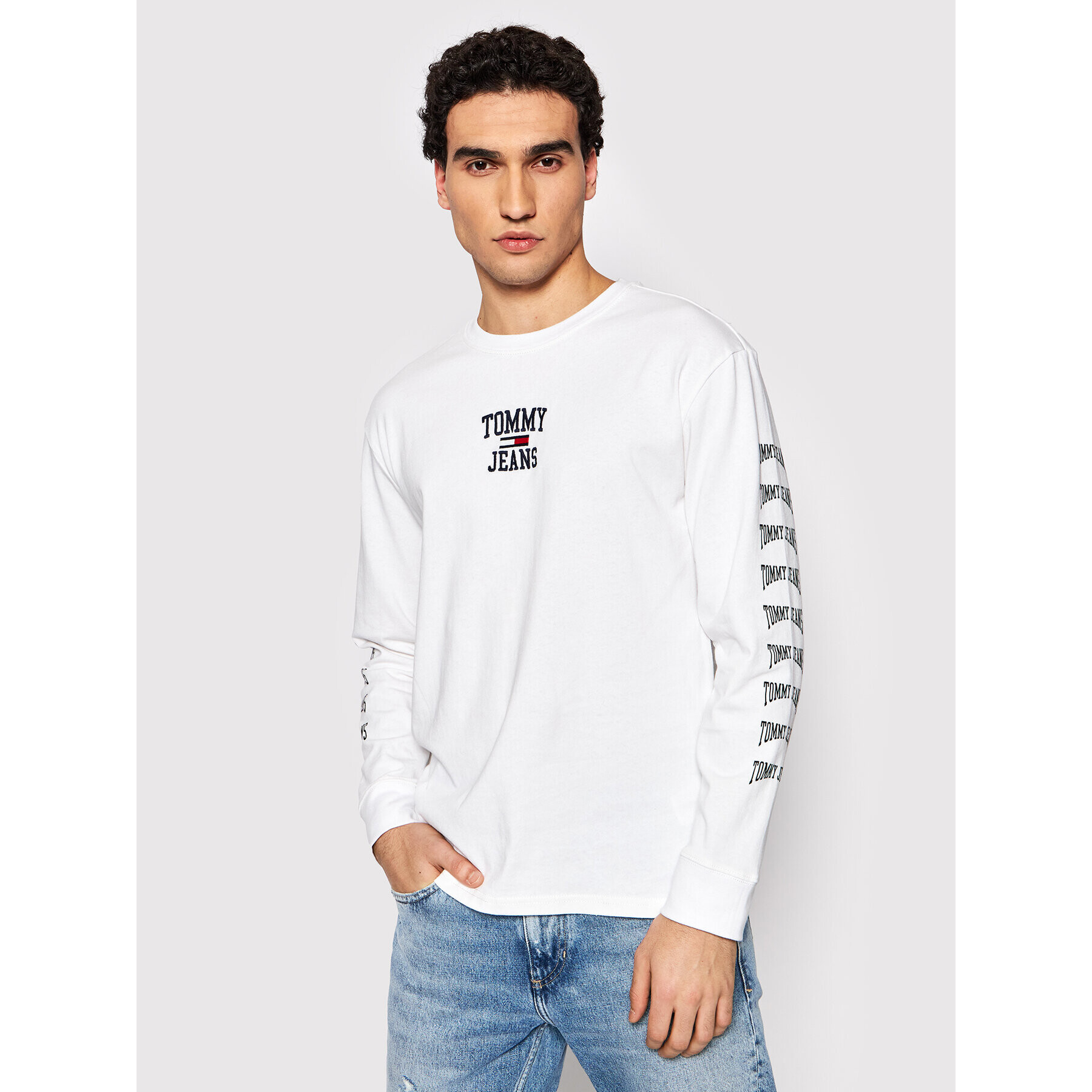 Tommy Jeans Тениска с дълъг ръкав Homespon Graphic DM0DM12422 Бял Regular Fit - Pepit.bg