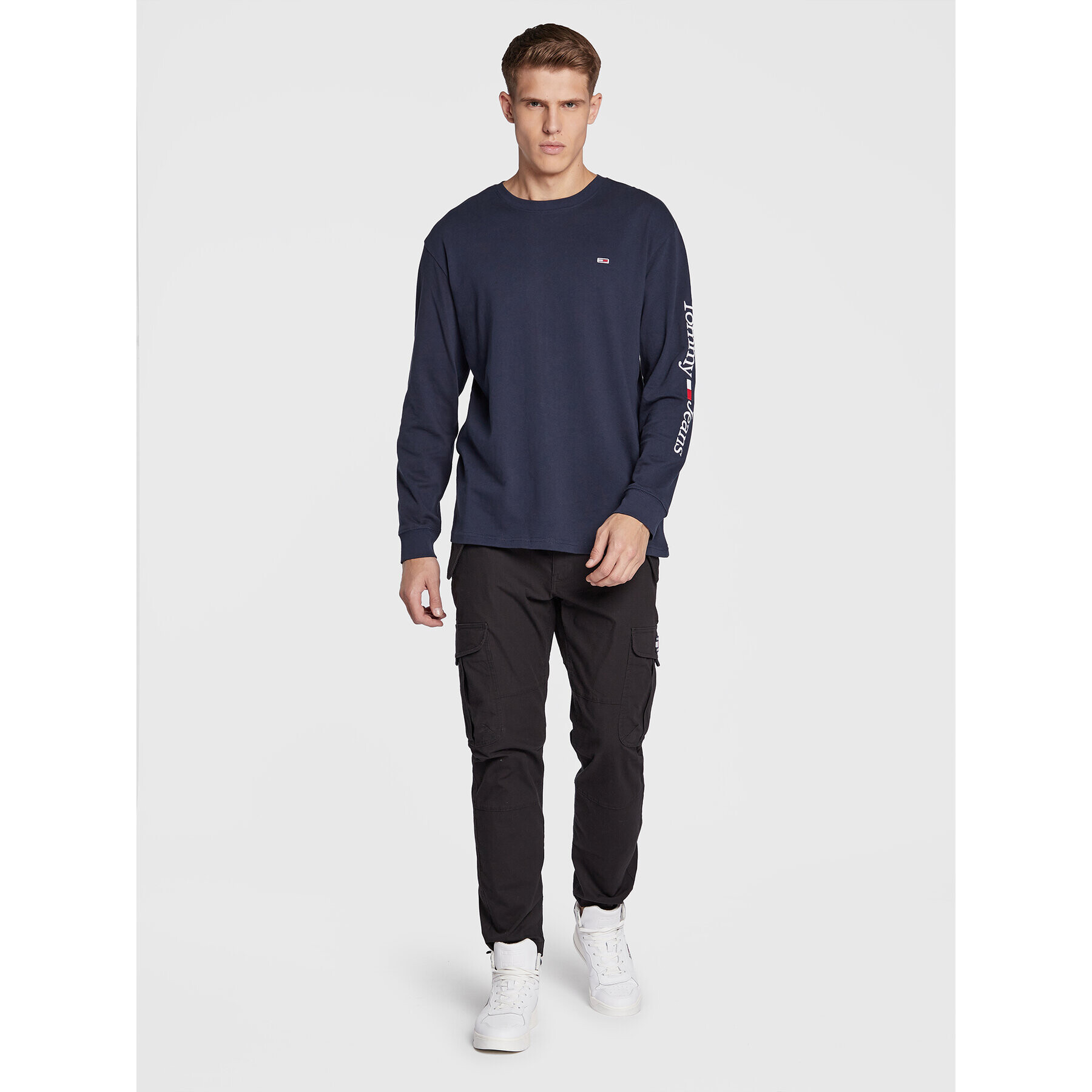 Tommy Jeans Тениска с дълъг ръкав Serif Linears DM0DM14986 Тъмносин Regular Fit - Pepit.bg