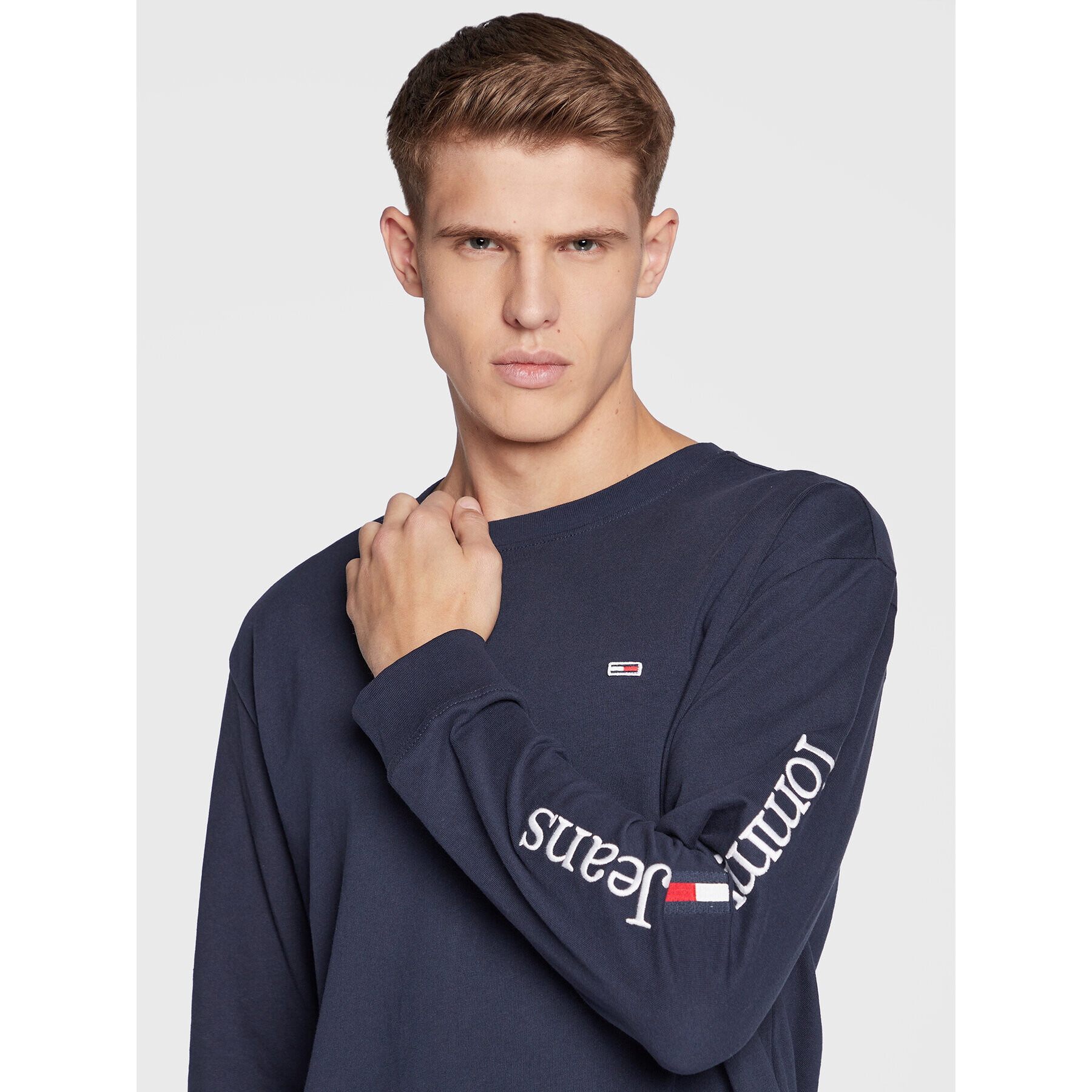 Tommy Jeans Тениска с дълъг ръкав Serif Linears DM0DM14986 Тъмносин Regular Fit - Pepit.bg