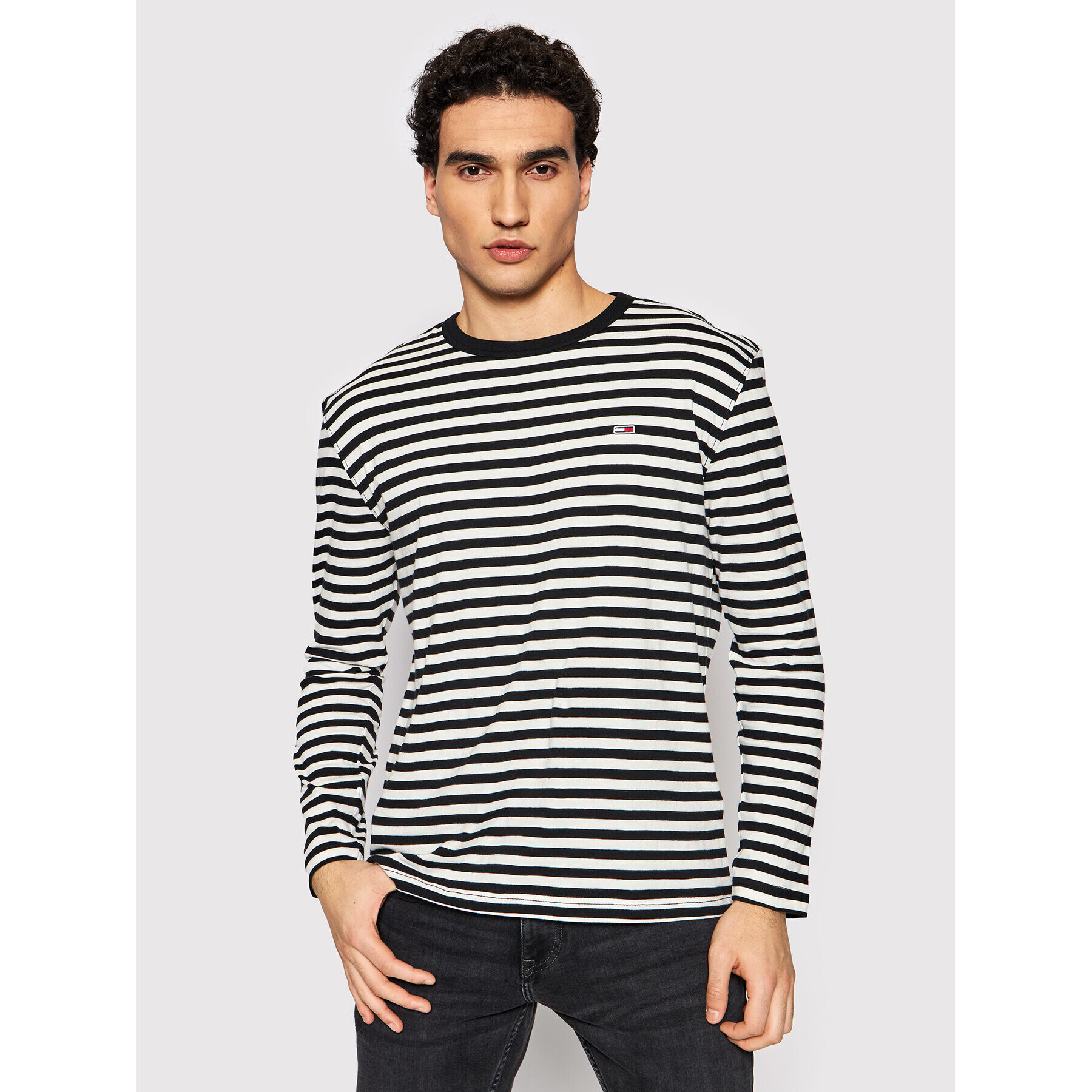 Tommy Jeans Тениска с дълъг ръкав Striped DM0DM12474 Черен Regular Fit - Pepit.bg