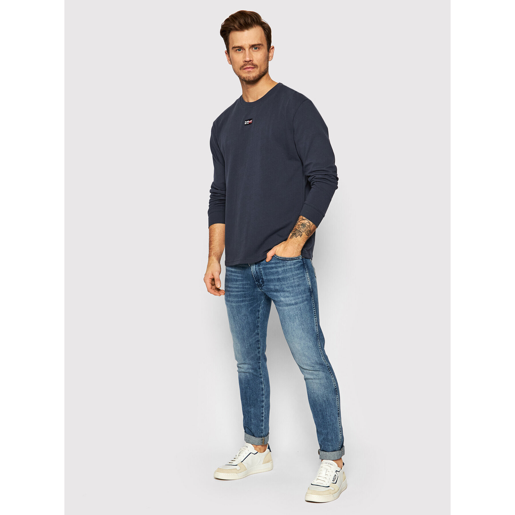 Tommy Jeans Тениска с дълъг ръкав Tiny DM0DM11603 Тъмносин Regular Fit - Pepit.bg