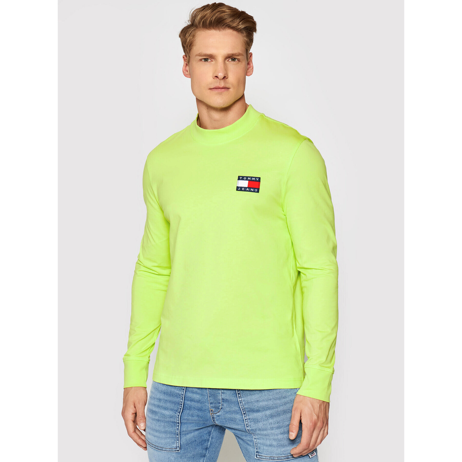 Tommy Jeans Тениска с дълъг ръкав Tjm Badge Mock Neck DM0DM10281 Жълт Regular Fit - Pepit.bg