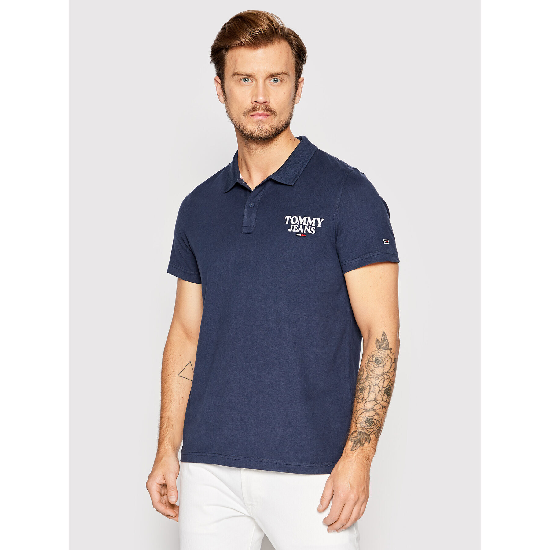 Tommy Jeans Тениска с яка и копчета Washed DM0DM12966 Тъмносин Regular Fit - Pepit.bg