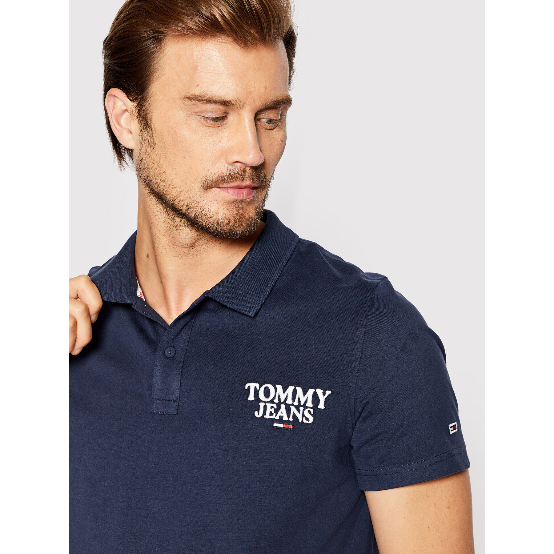 Tommy Jeans Тениска с яка и копчета Washed DM0DM12966 Тъмносин Regular Fit - Pepit.bg