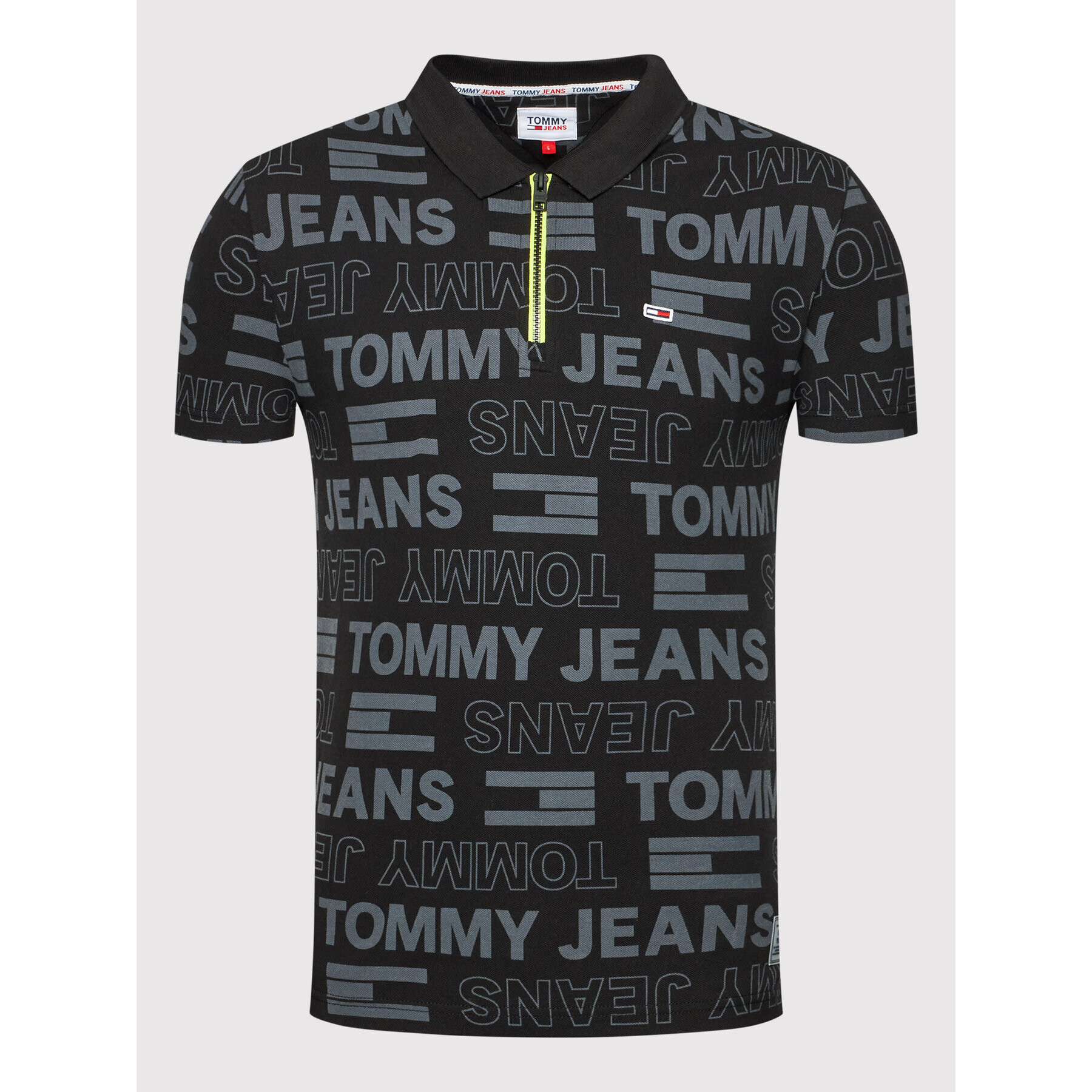 Tommy Jeans Тениска с яка и копчета Aop DM0DM11337 Черен Regular Fit - Pepit.bg