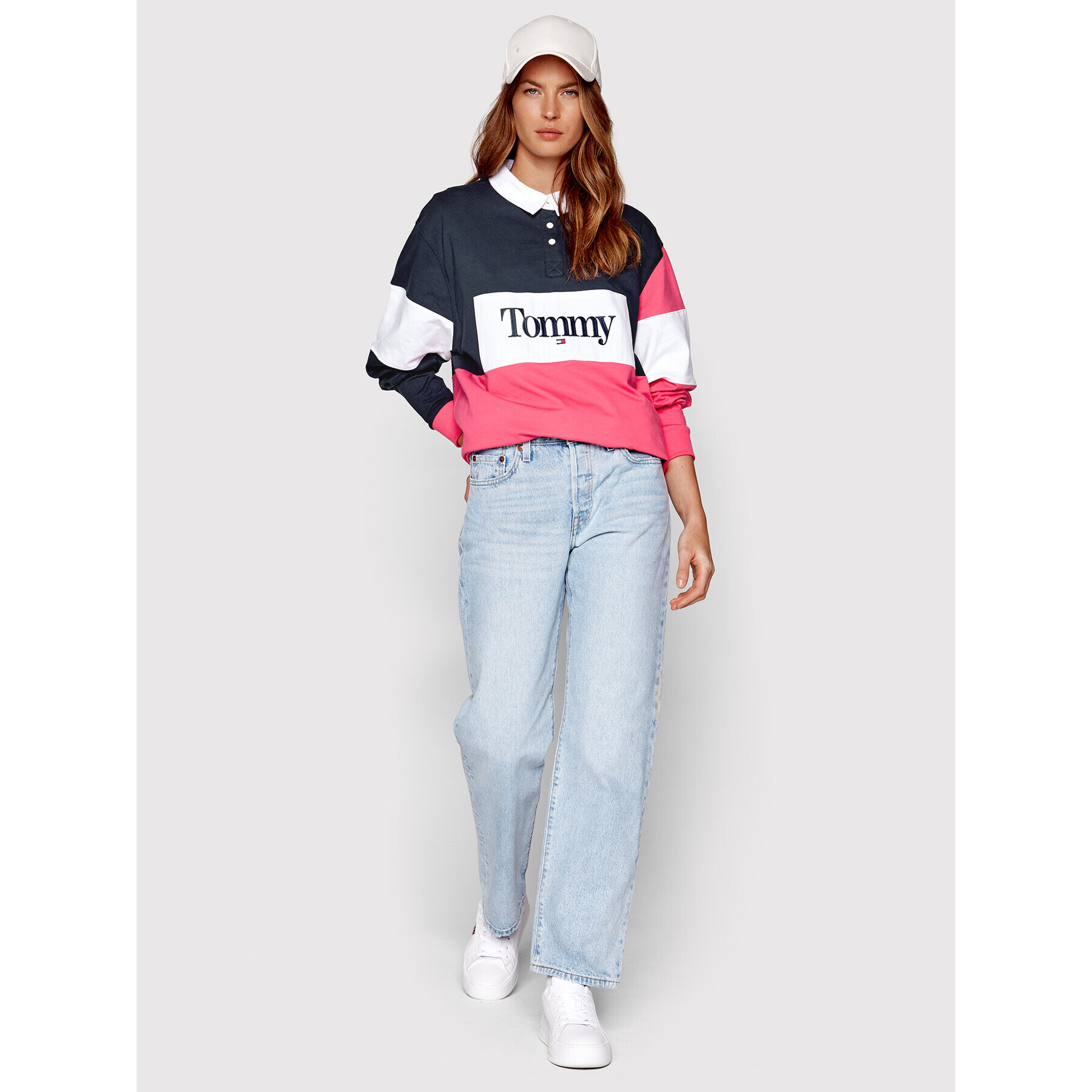 Tommy Jeans Тениска с яка и копчета Bold Logo DW0DW13429 Цветен Relaxed Fit - Pepit.bg