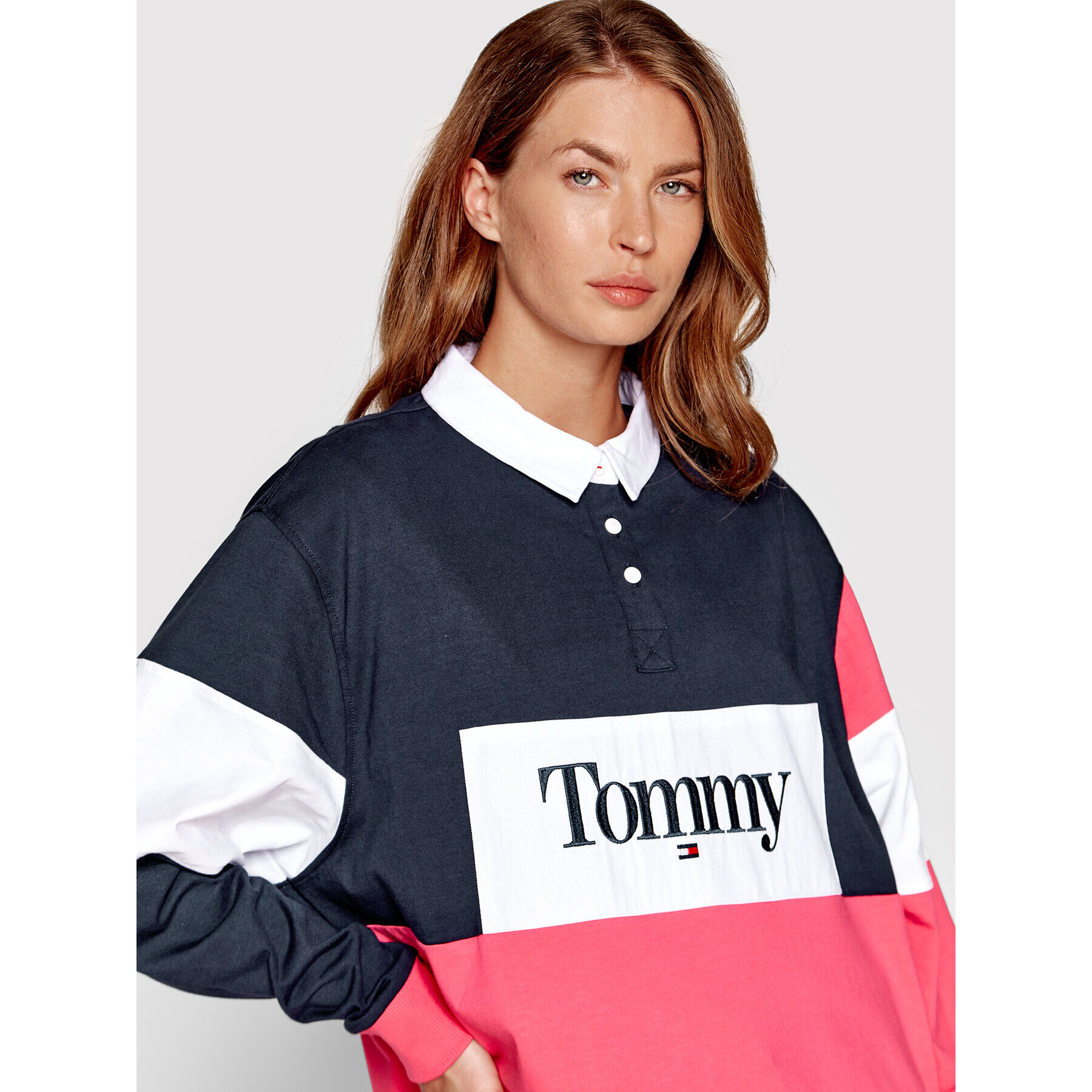 Tommy Jeans Тениска с яка и копчета Bold Logo DW0DW13429 Цветен Relaxed Fit - Pepit.bg