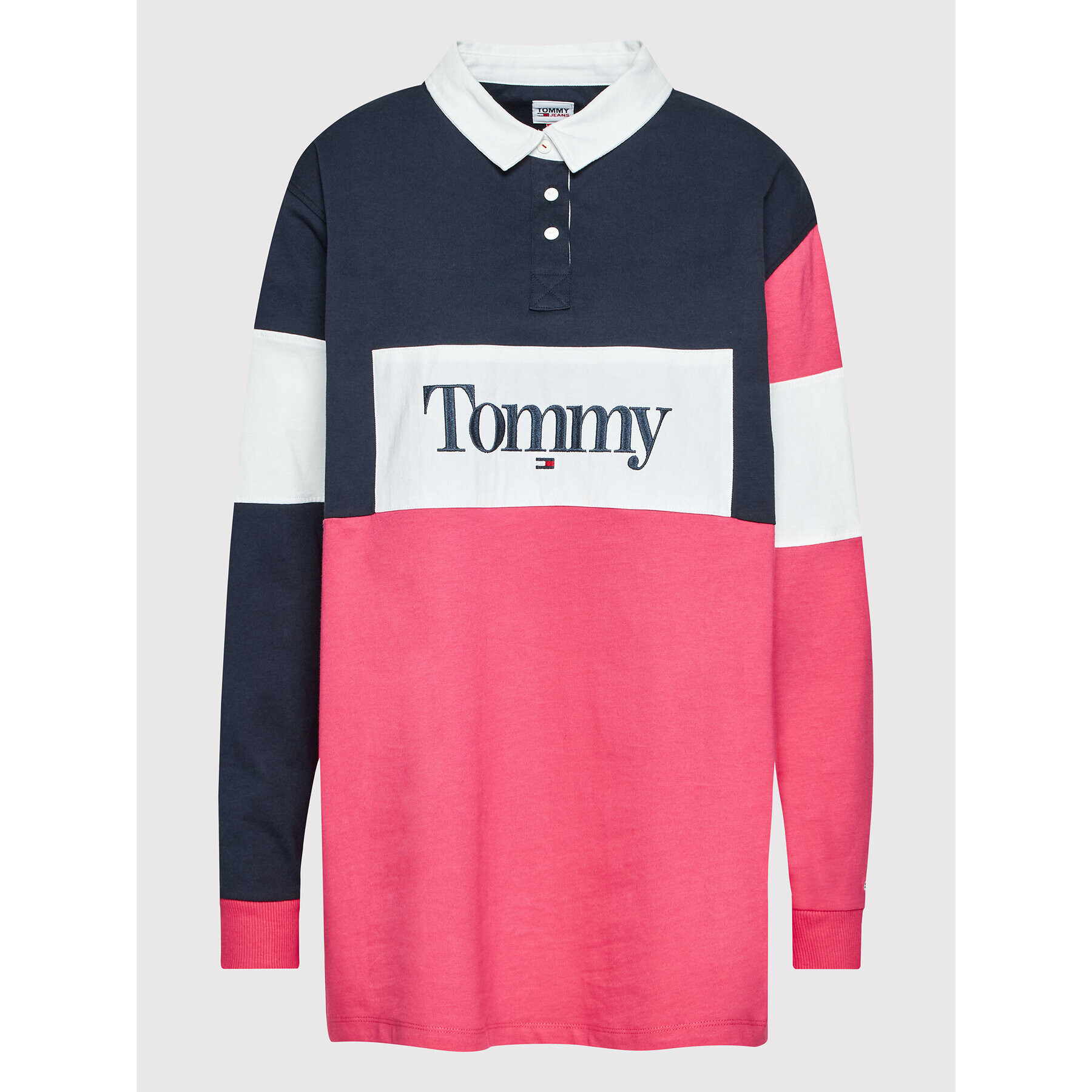 Tommy Jeans Тениска с яка и копчета Bold Logo DW0DW13429 Цветен Relaxed Fit - Pepit.bg