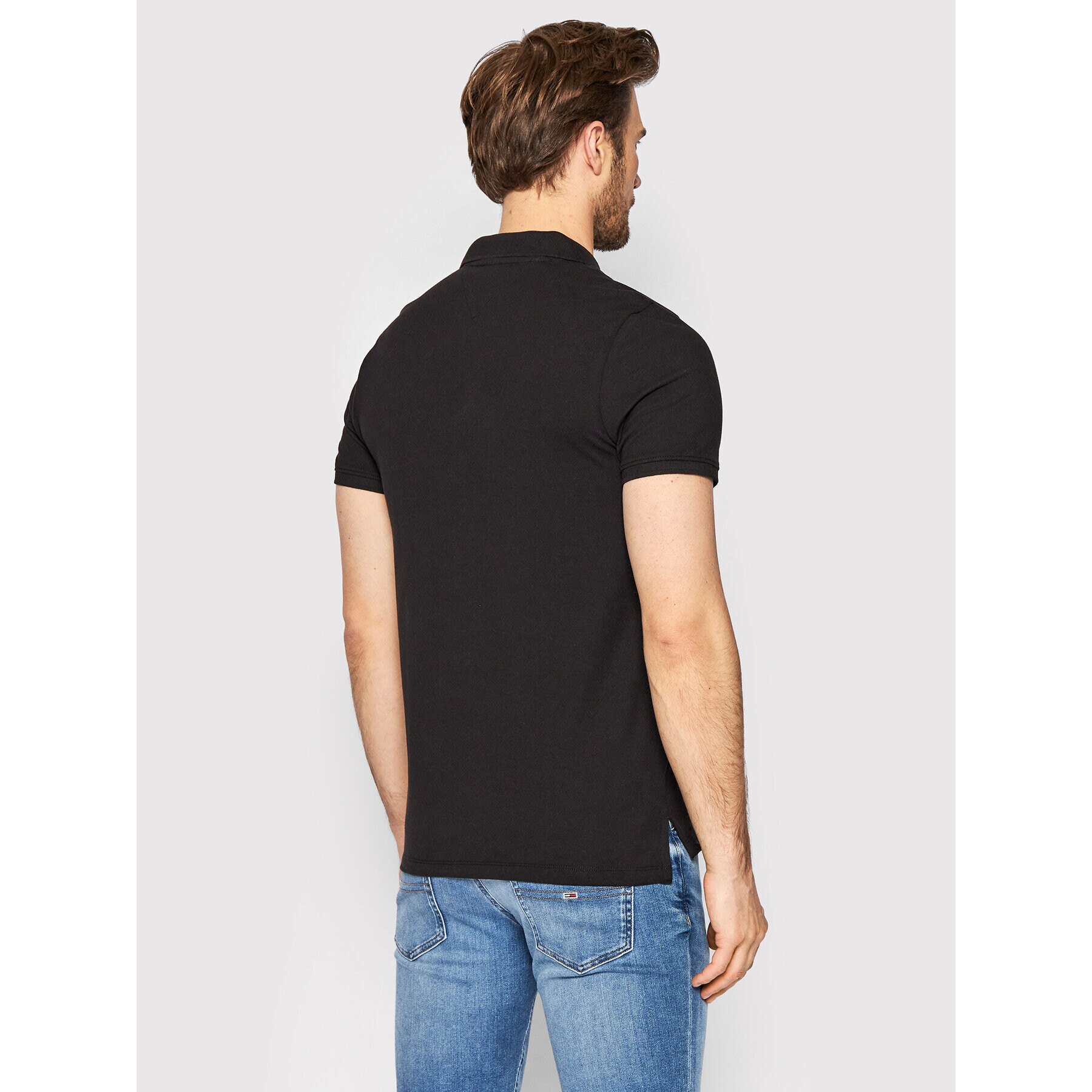 Tommy Jeans Тениска с яка и копчета Solid Stretch DM0DM12219 Черен Slim Fit - Pepit.bg