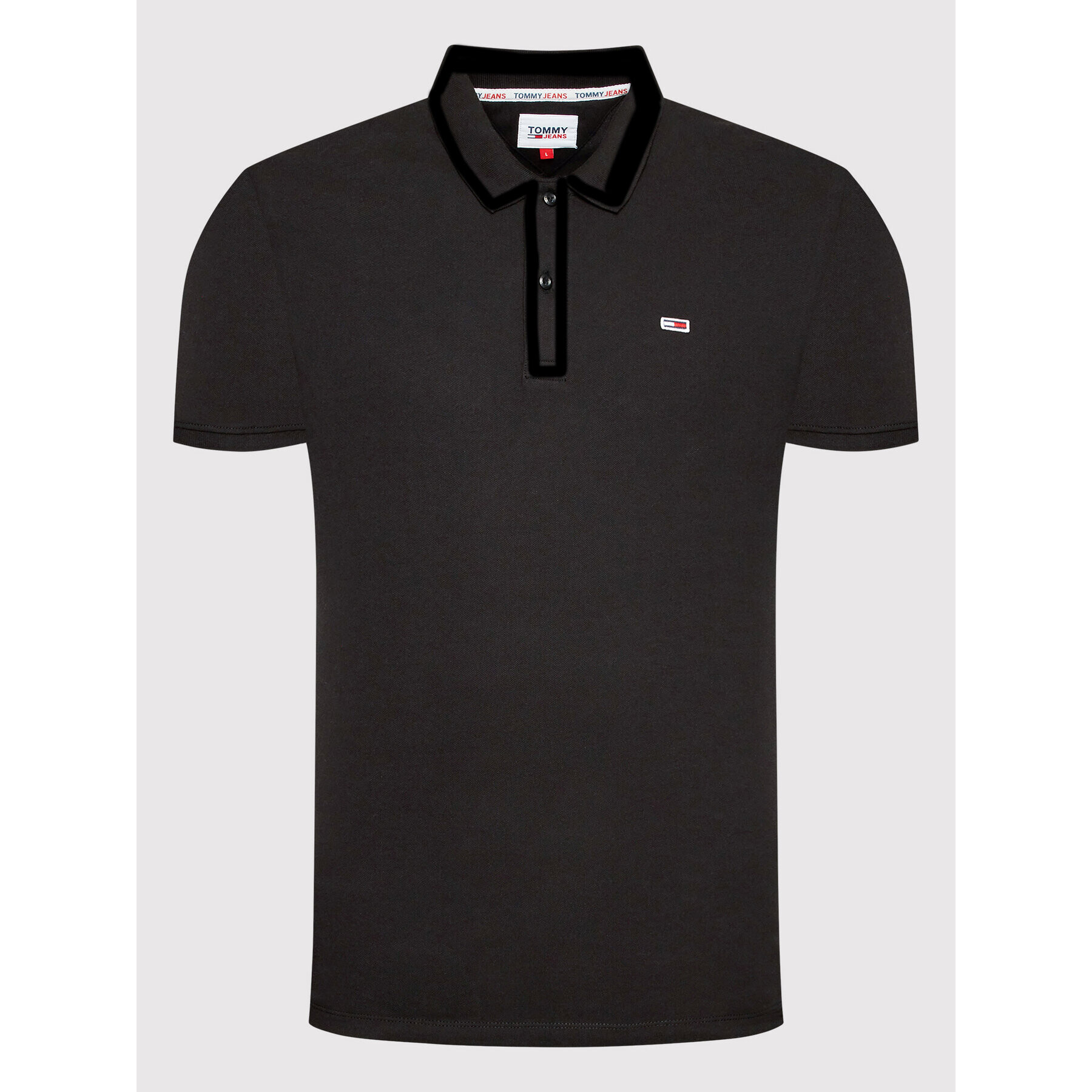 Tommy Jeans Тениска с яка и копчета Solid Stretch DM0DM12219 Черен Slim Fit - Pepit.bg