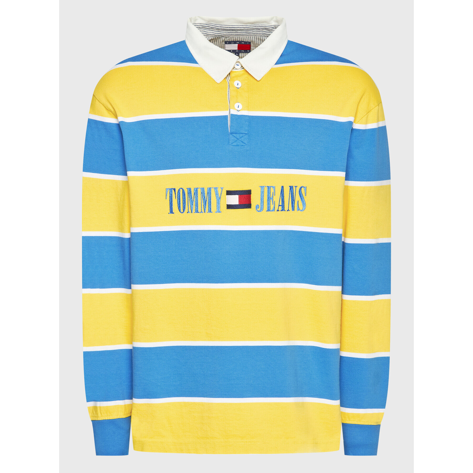 Tommy Jeans Тениска с яка и копчета Stripe Rugby DM0DM14949 Син Regular Fit - Pepit.bg