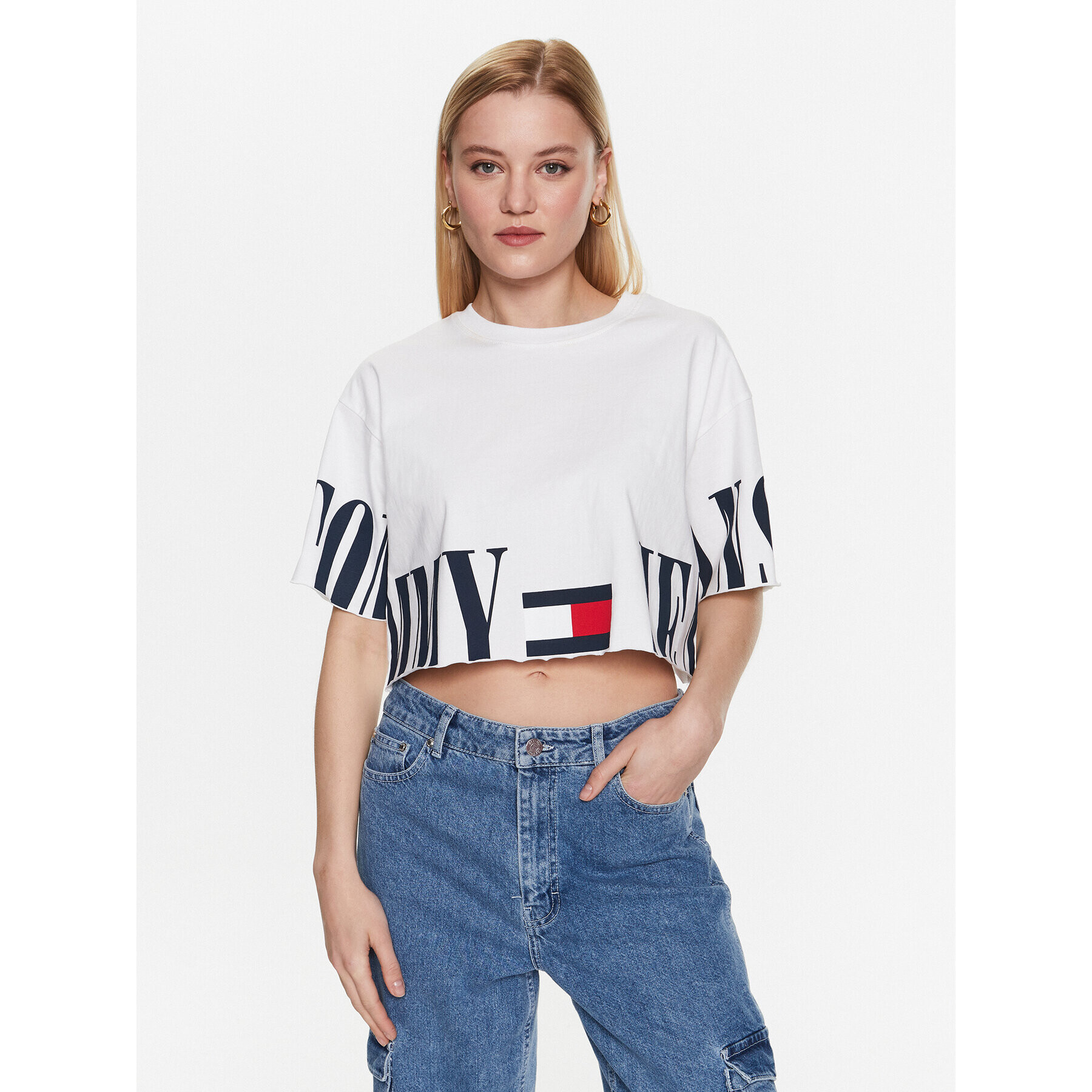 Tommy Jeans Тишърт Archive 2 DW0DW15460 Бял Oversize - Pepit.bg