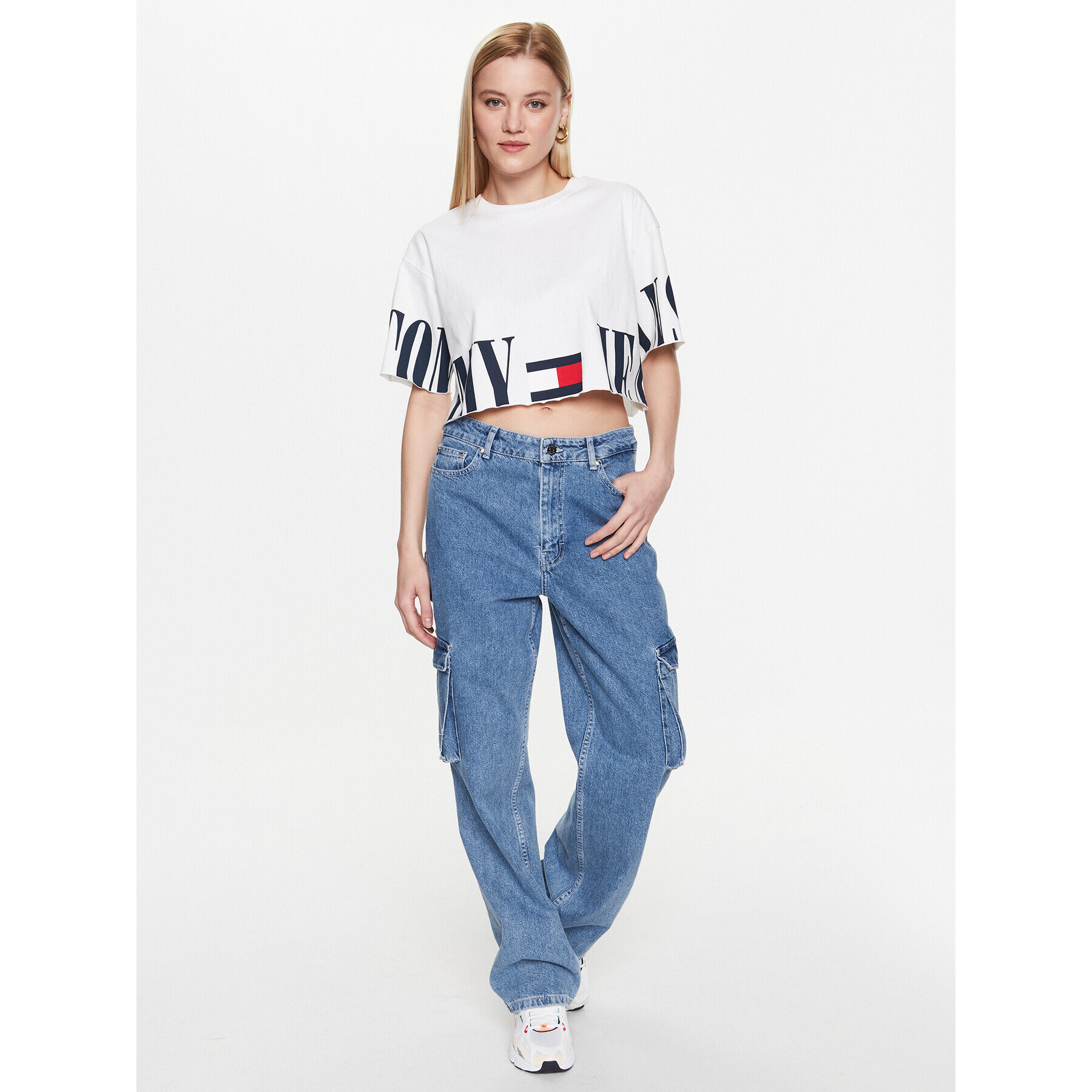 Tommy Jeans Тишърт Archive 2 DW0DW15460 Бял Oversize - Pepit.bg