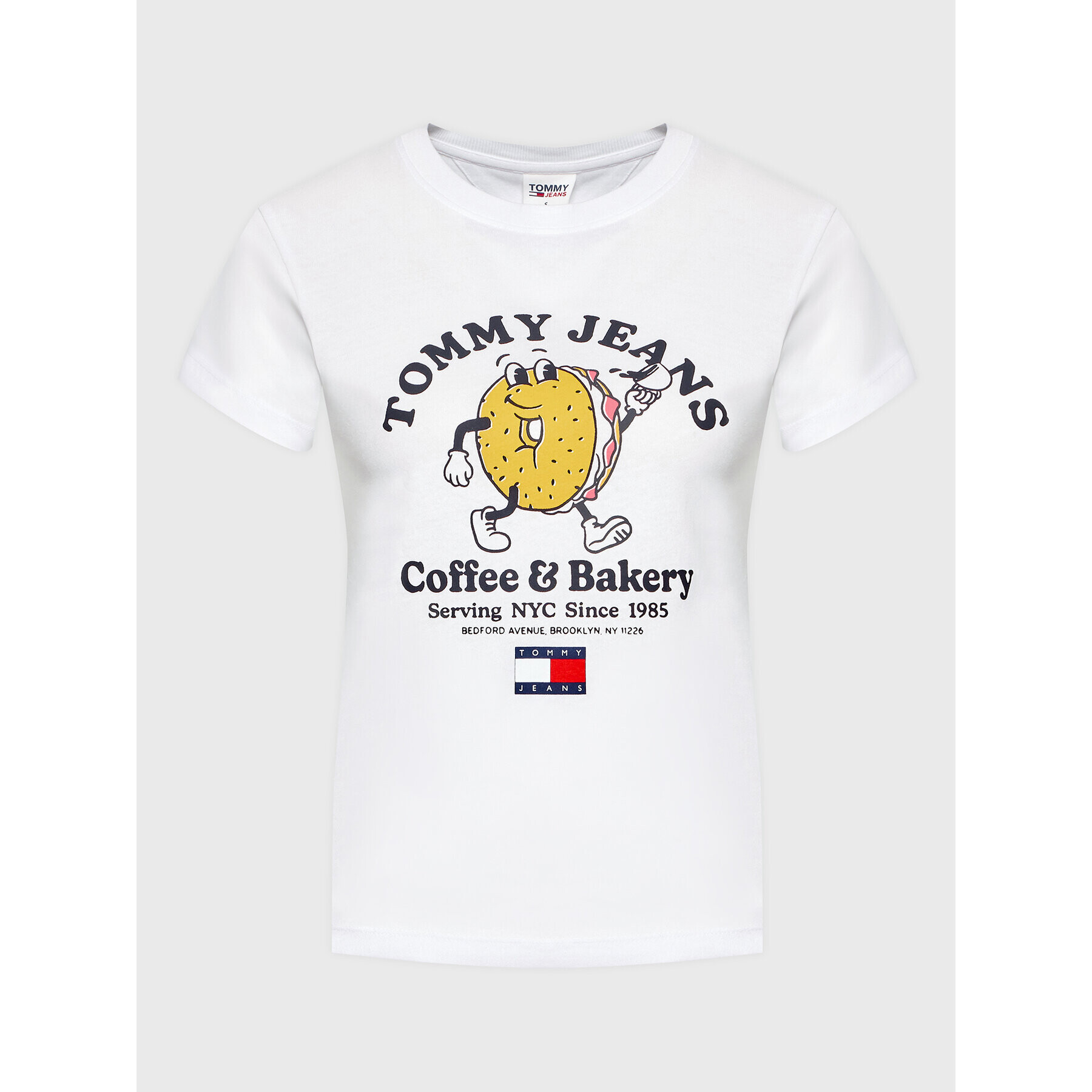 Tommy Jeans Тишърт Baby Bagels DW0DW13728 Бял Regular Fit - Pepit.bg