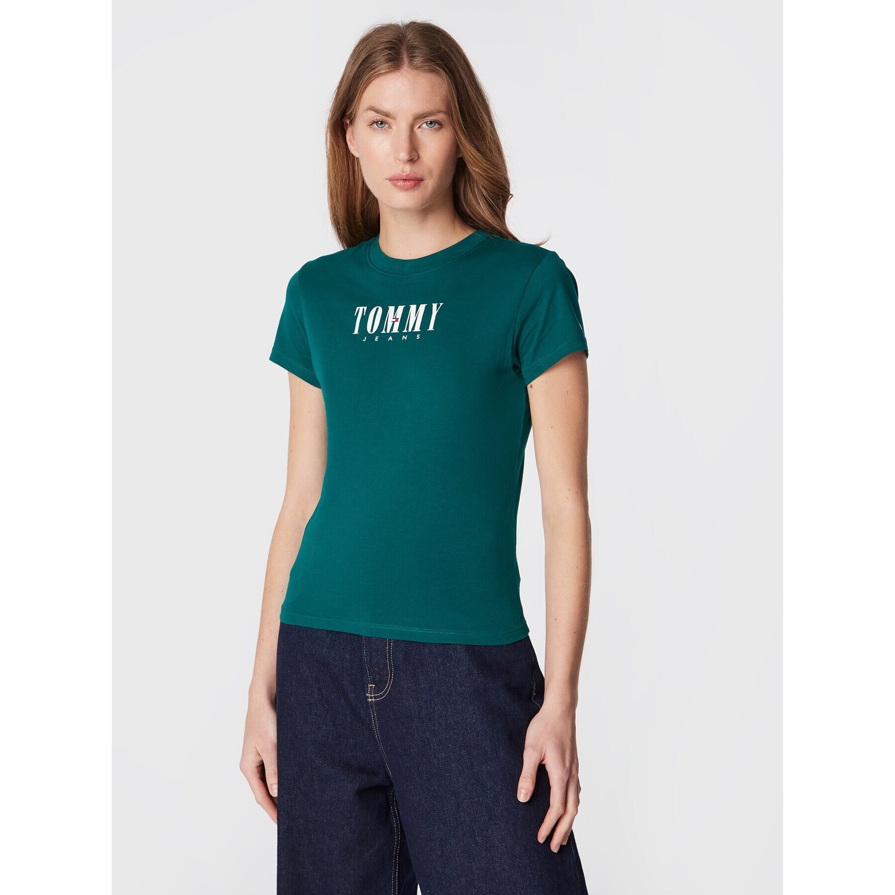 Tommy Jeans Тишърт Baby Essential Logo DW0DW14378 Зелен Slim Fit - Pepit.bg