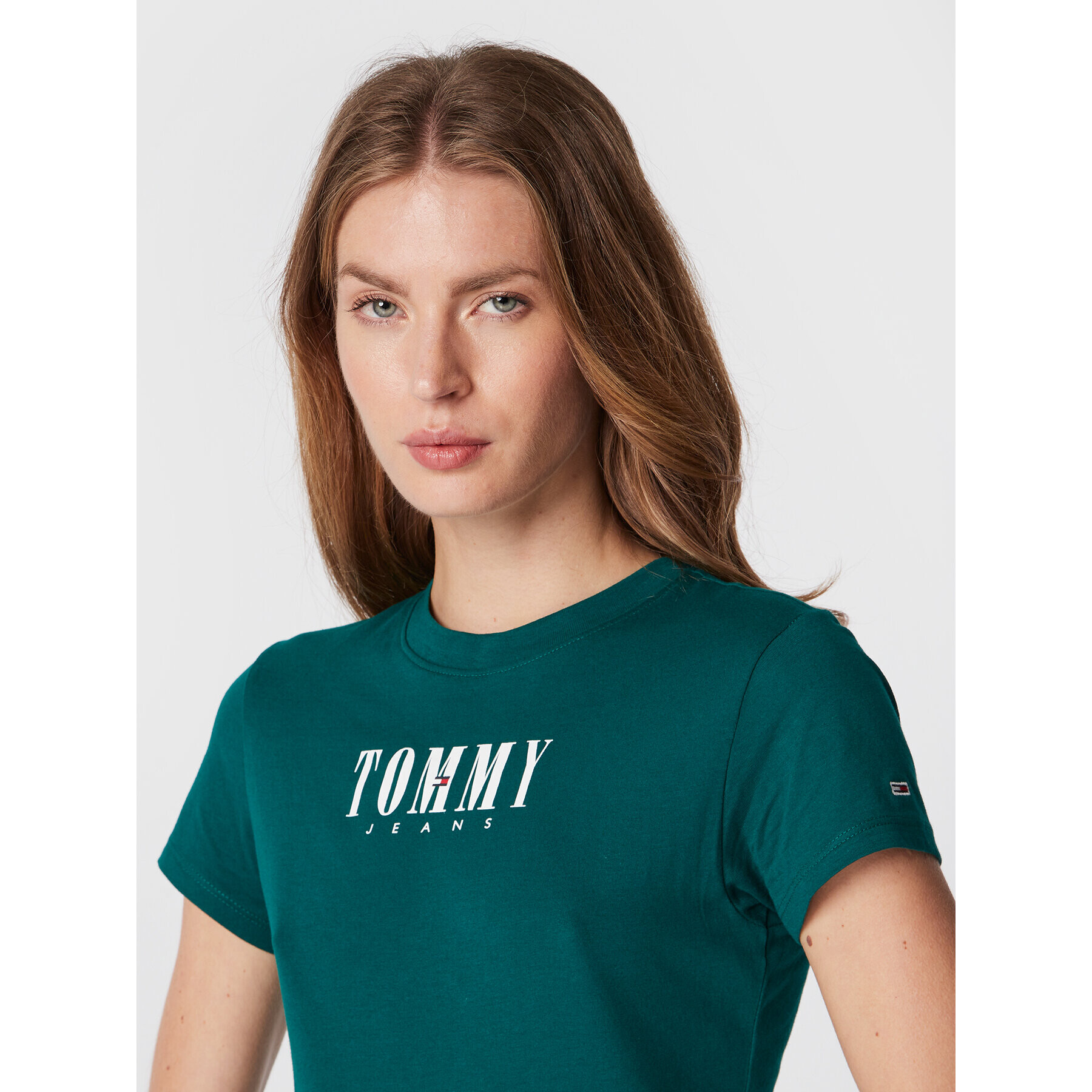 Tommy Jeans Тишърт Baby Essential Logo DW0DW14378 Зелен Slim Fit - Pepit.bg