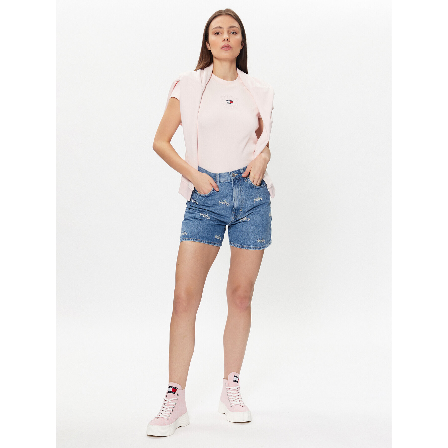 Tommy Jeans Тишърт Baby Mirror DW0DW16289 Розов Regular Fit - Pepit.bg