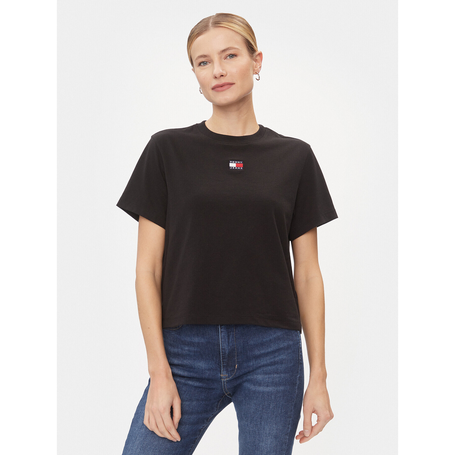 Tommy Jeans Тишърт Badge DW0DW17391 Черен Boxy Fit - Pepit.bg