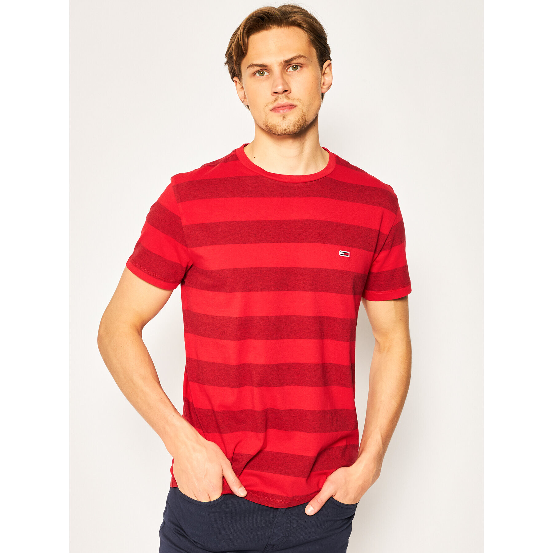 Tommy Jeans Тишърт Bold Stripe Tee DM0DM07810 Червен Regular Fit - Pepit.bg