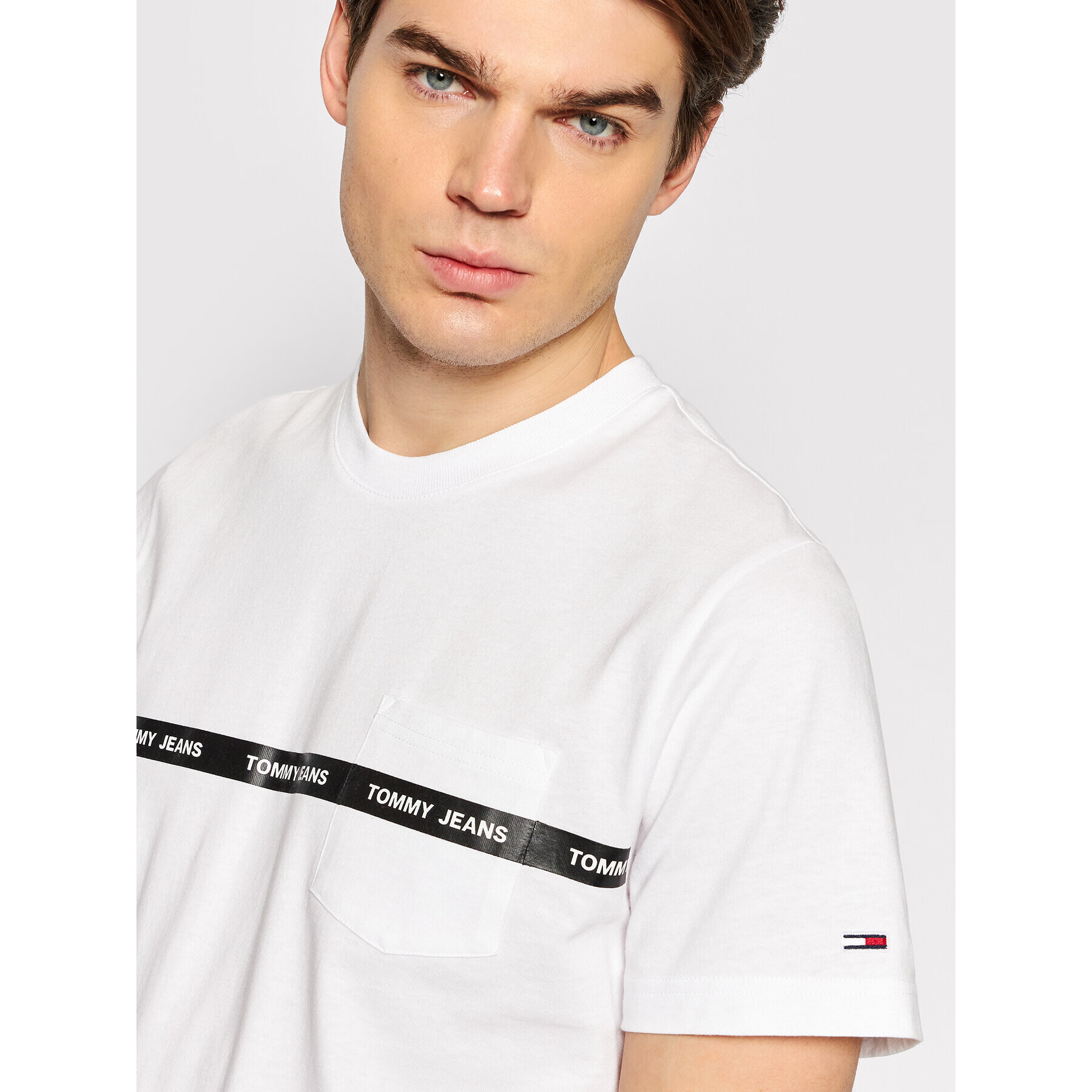 Tommy Jeans Тишърт Branded Tape DM0DM11410 Бял Regular Fit - Pepit.bg