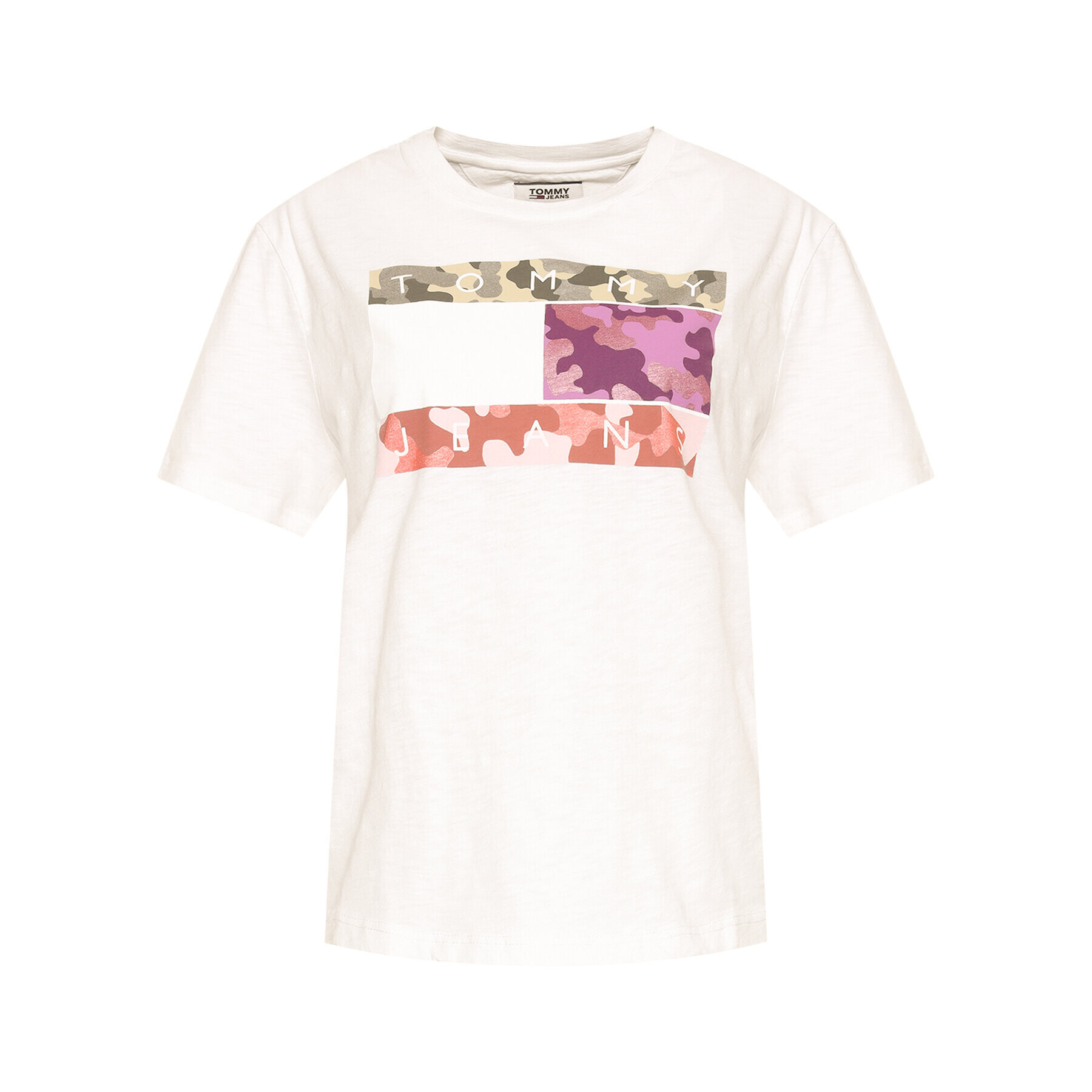 Tommy Jeans Тишърт Camo Flag Tommy Tee DW0DW08051 Бял Regular Fit - Pepit.bg
