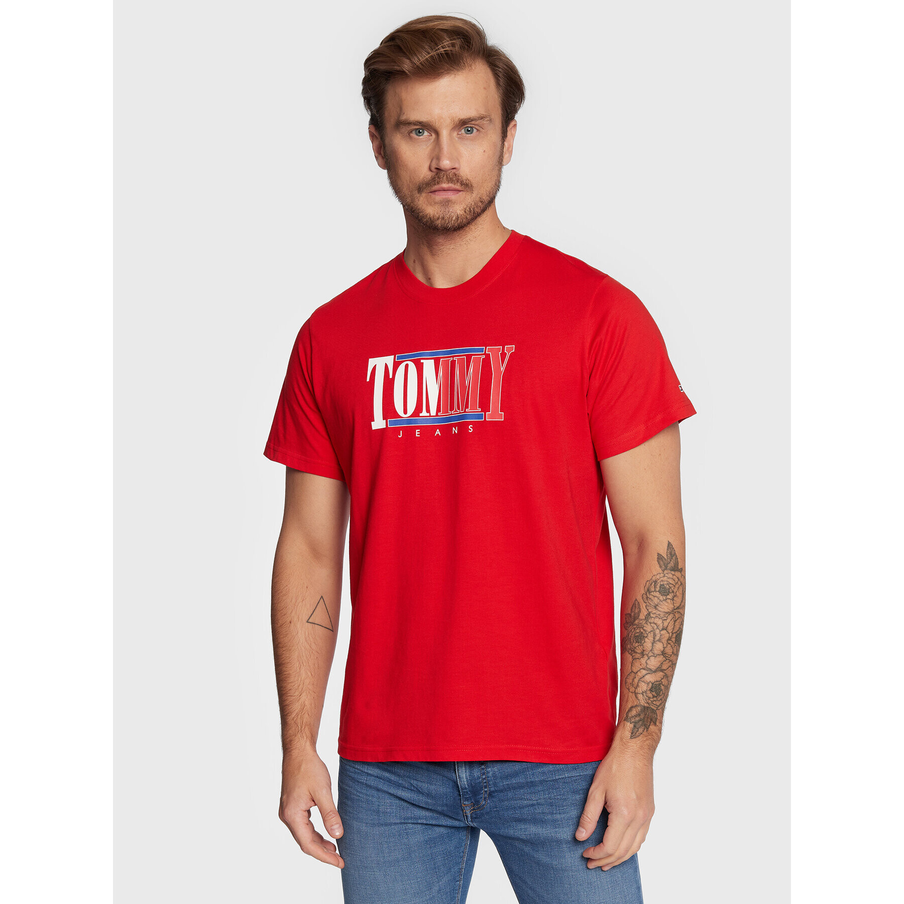 Tommy Jeans Тишърт Centered Logo DM0DM14982 Червен Regular Fit - Pepit.bg