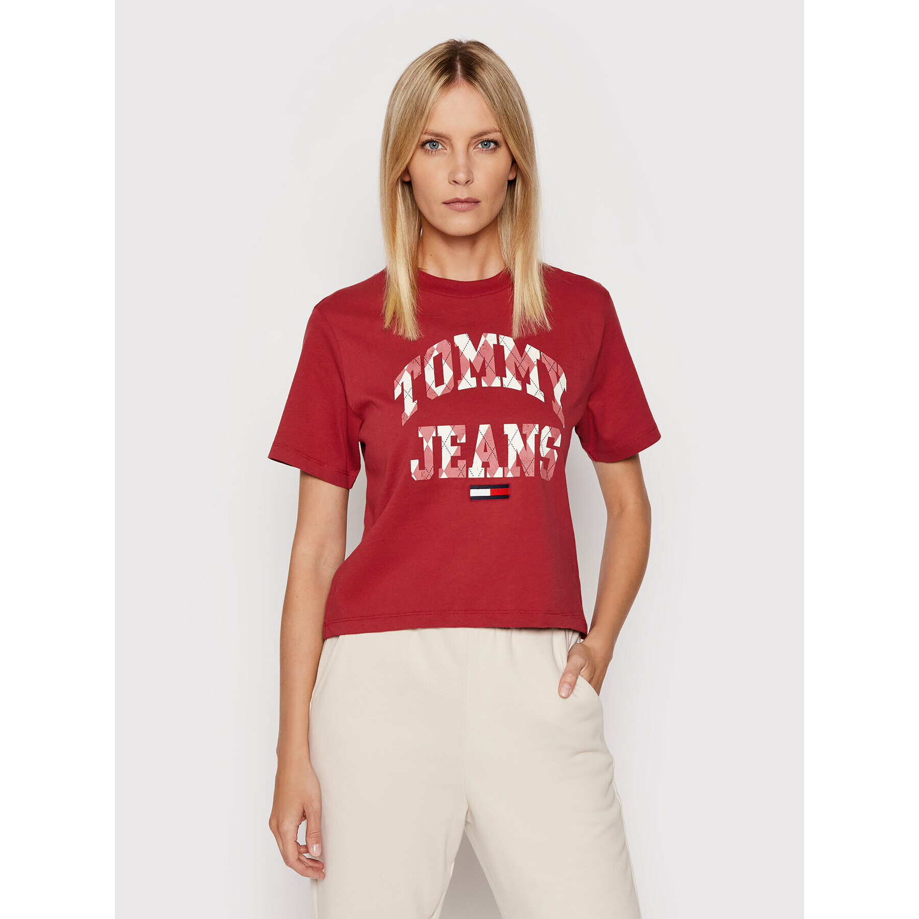 Tommy Jeans Тишърт Classic Collage DW0DW11928 Бордо Regular Fit - Pepit.bg
