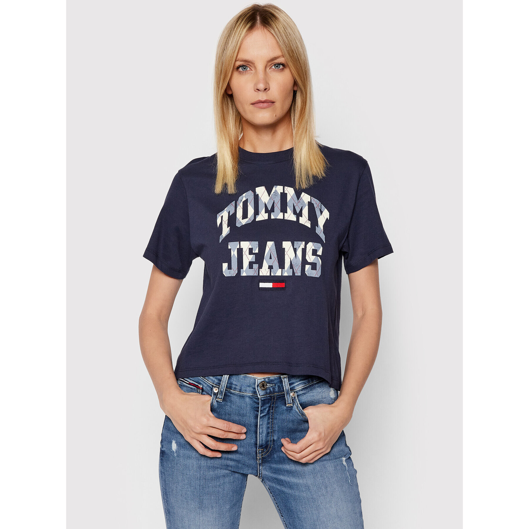 Tommy Jeans Тишърт Classic College Argyle DW0DW11928 Тъмносин Relaxed Fit - Pepit.bg