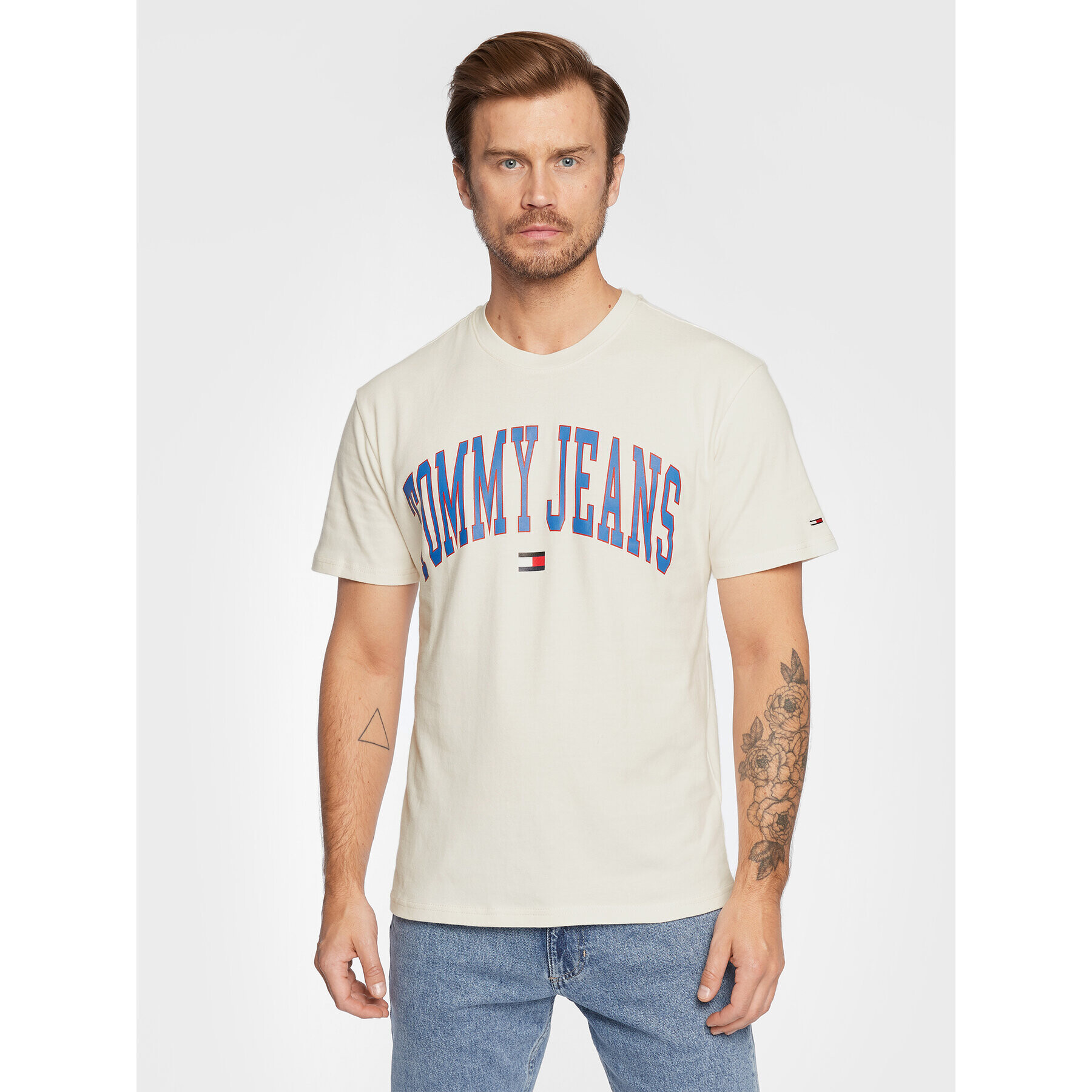 Tommy Jeans Тишърт Classic Collegiate DM0DM14995 Бял Regular Fit - Pepit.bg