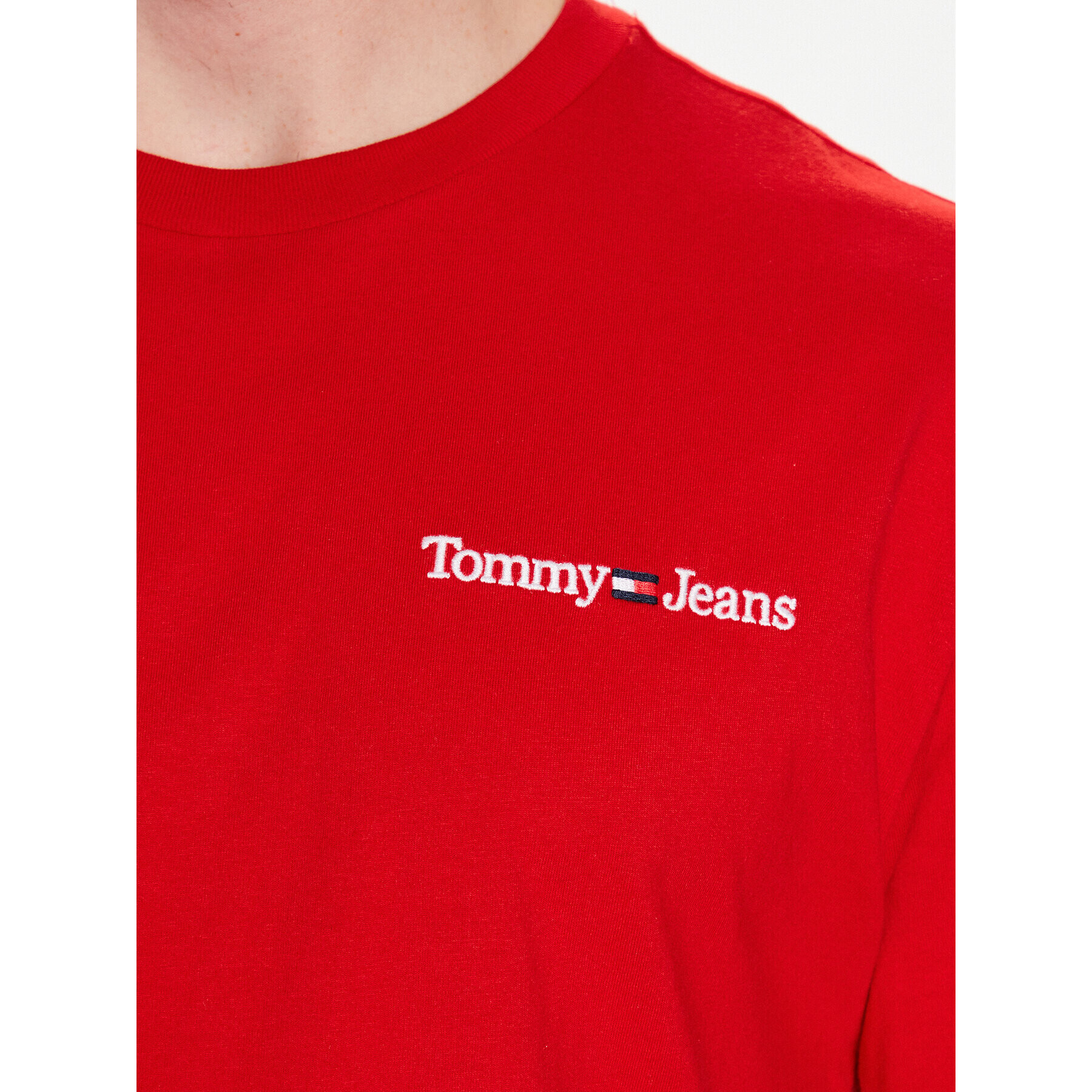 Tommy Jeans Тишърт Classic Linear Chest DM0DM15790 Червен Regular Fit - Pepit.bg