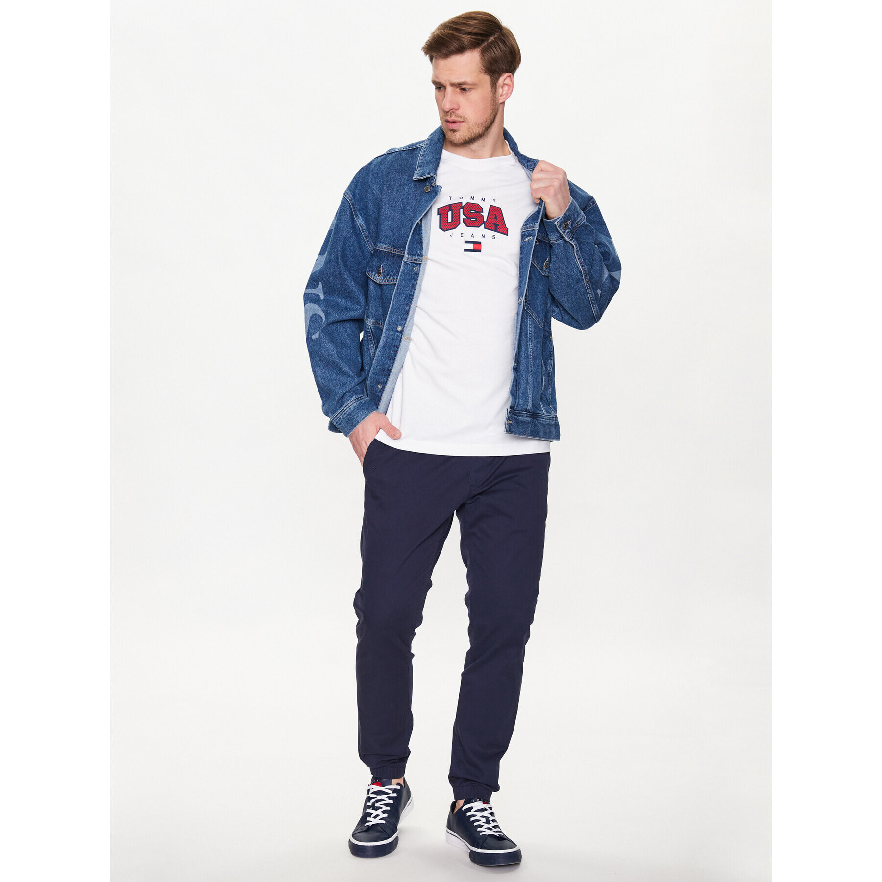 Tommy Jeans Тишърт Classic Modern Sport USA DM0DM16406 Бял Regular Fit - Pepit.bg