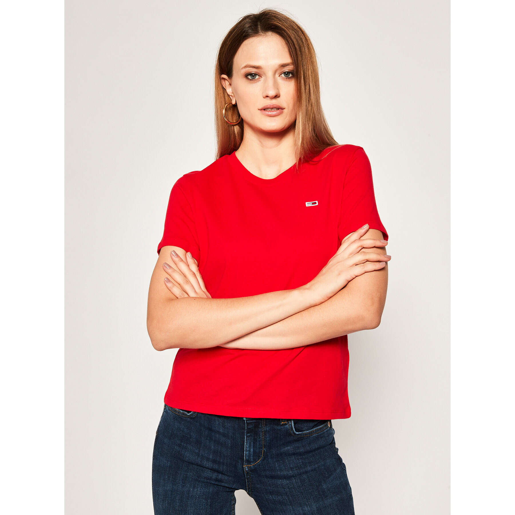 Tommy Jeans Тишърт Classics DW0DW07036 Червен Regular Fit - Pepit.bg