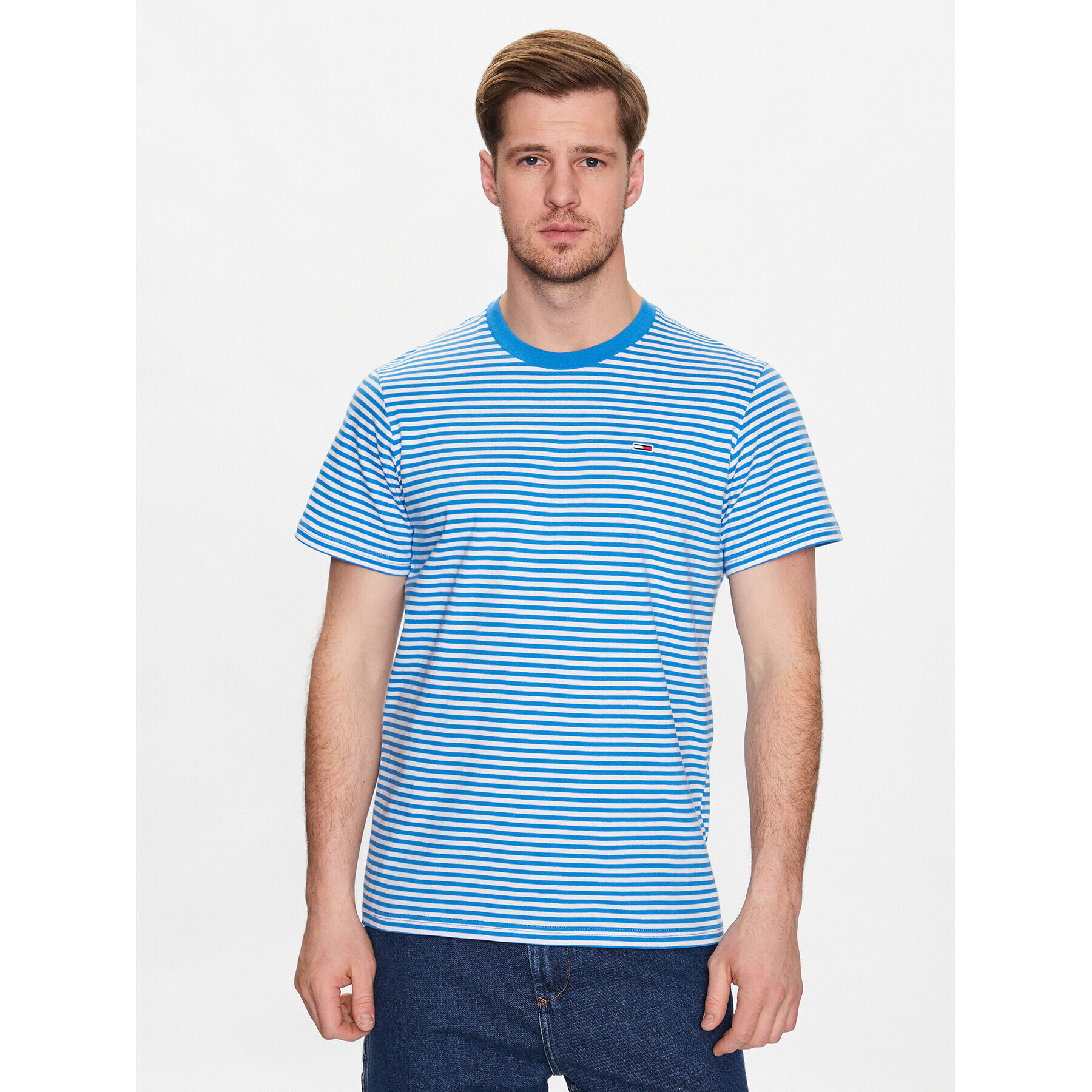 Tommy Jeans Тишърт Classics Stripe DM0DM05515 Син Regular Fit - Pepit.bg