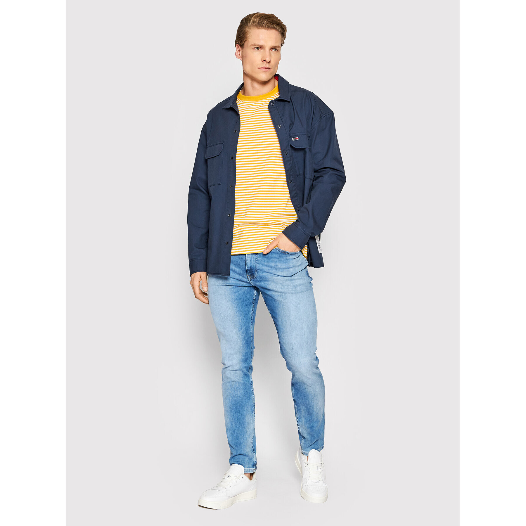 Tommy Jeans Тишърт Classics Stripe DM0DM05515 Жълт Regular Fit - Pepit.bg